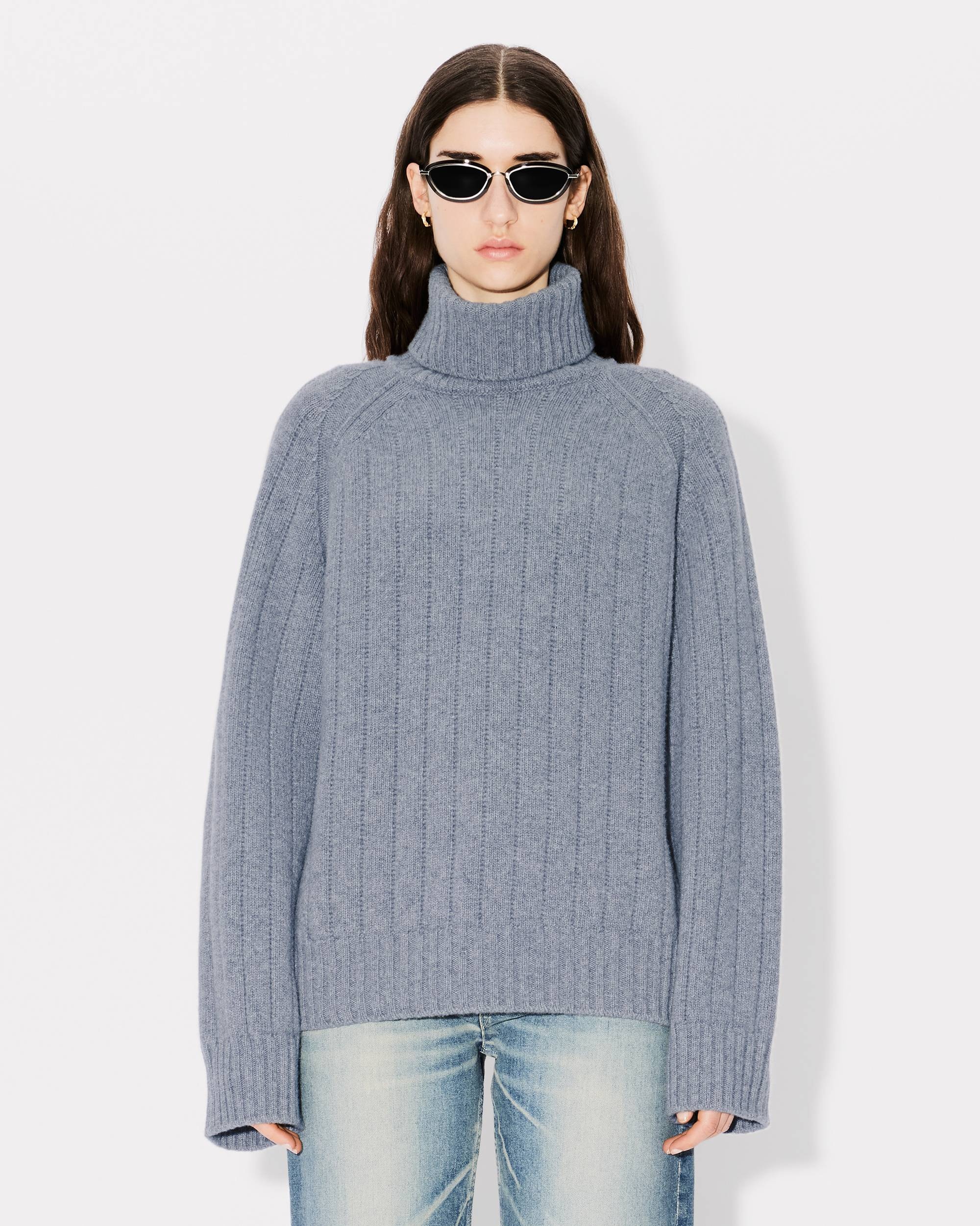 Oversized embroidered rib knit jumper in wool and cashmere - 3