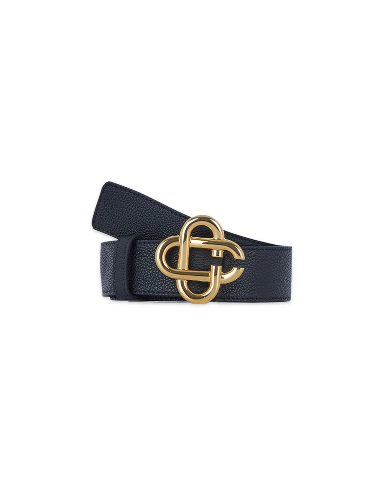 Black Leather CC Logo Buckle Belt 1