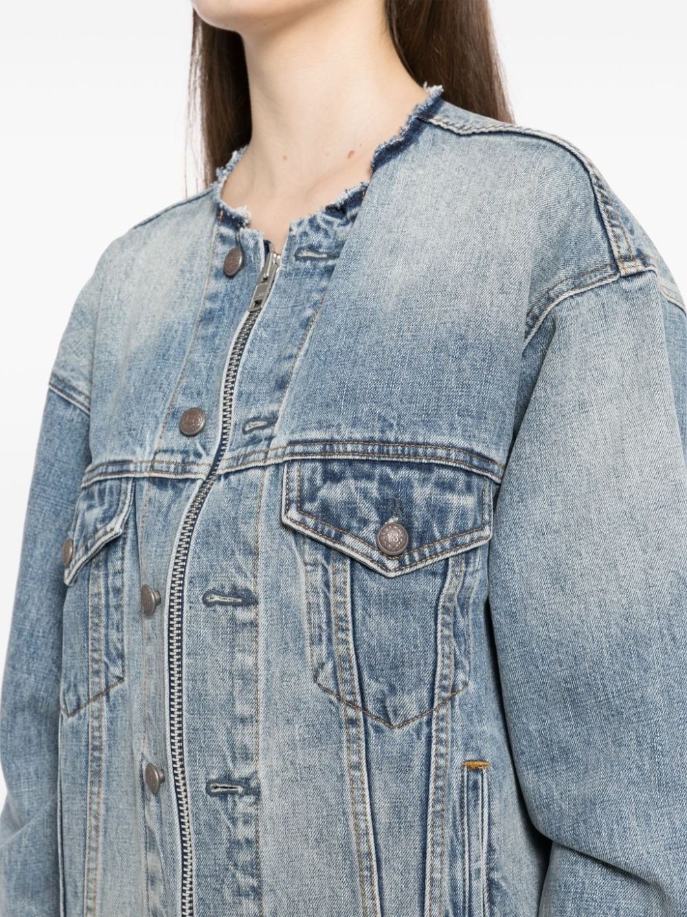 collarless trucker jacket - 5