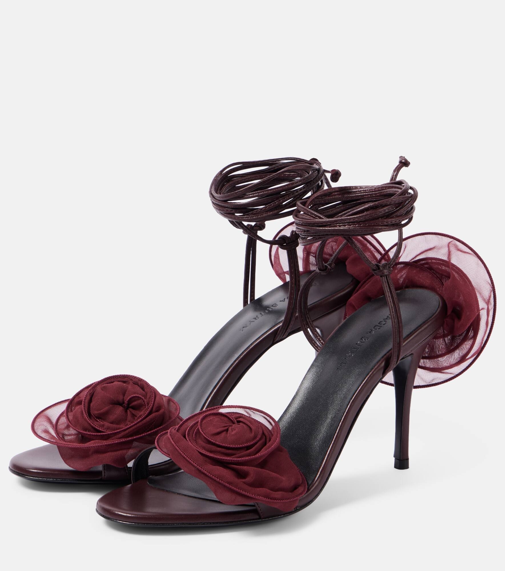 90 floral-appliqué leather sandals - 4