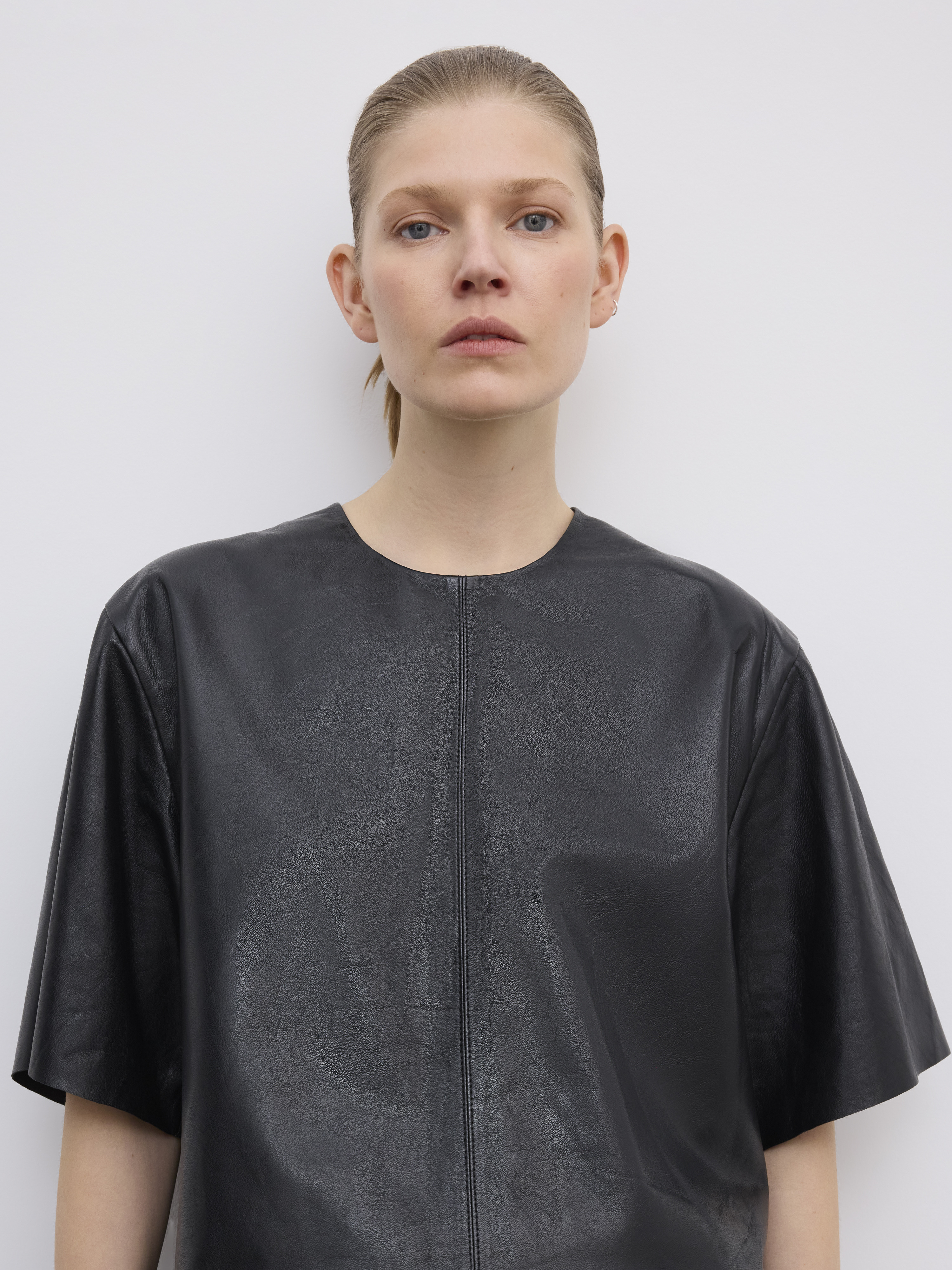 Leather T-shirt Top - 3