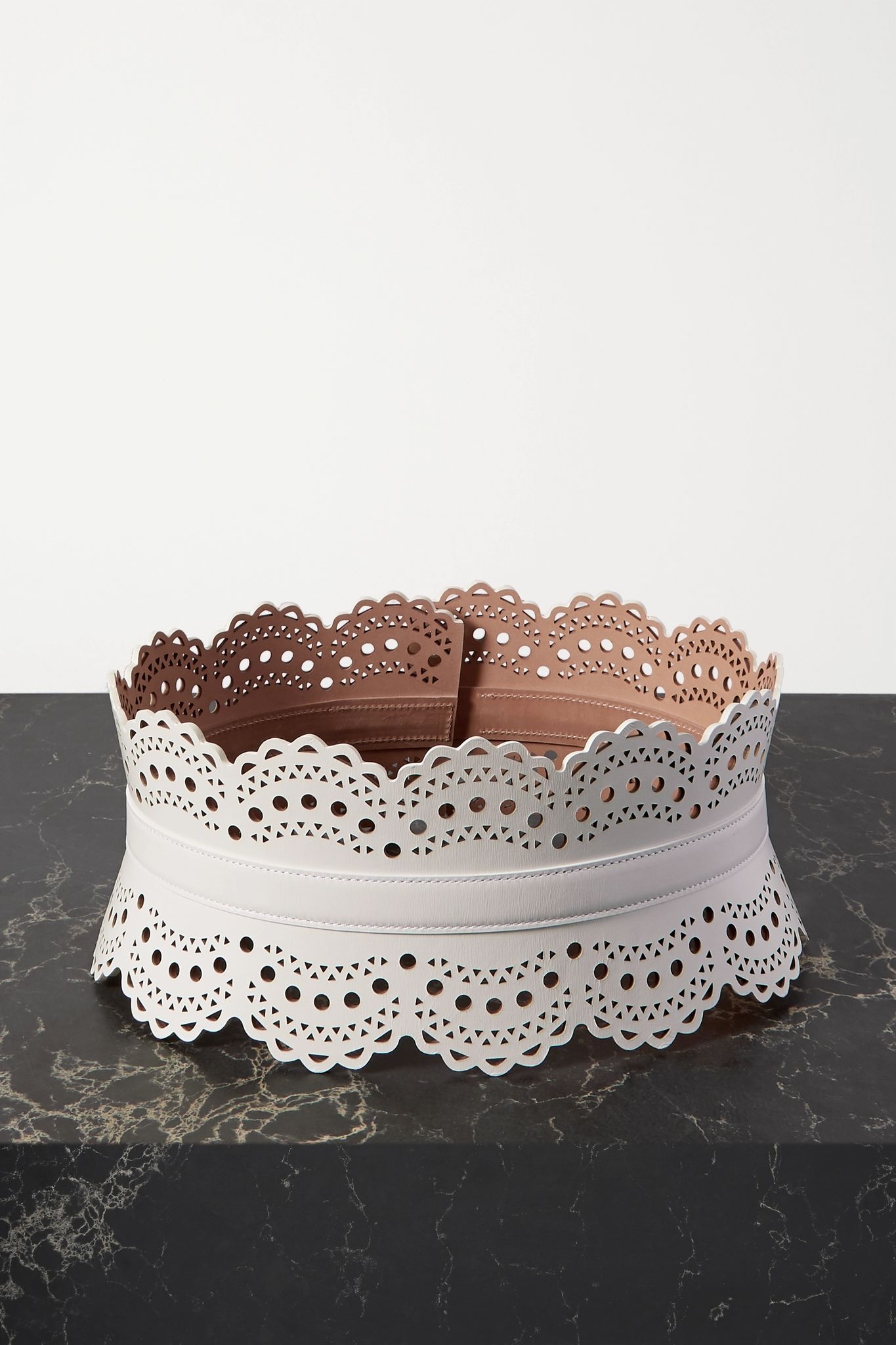 Laser-cut leather waist belt - 3