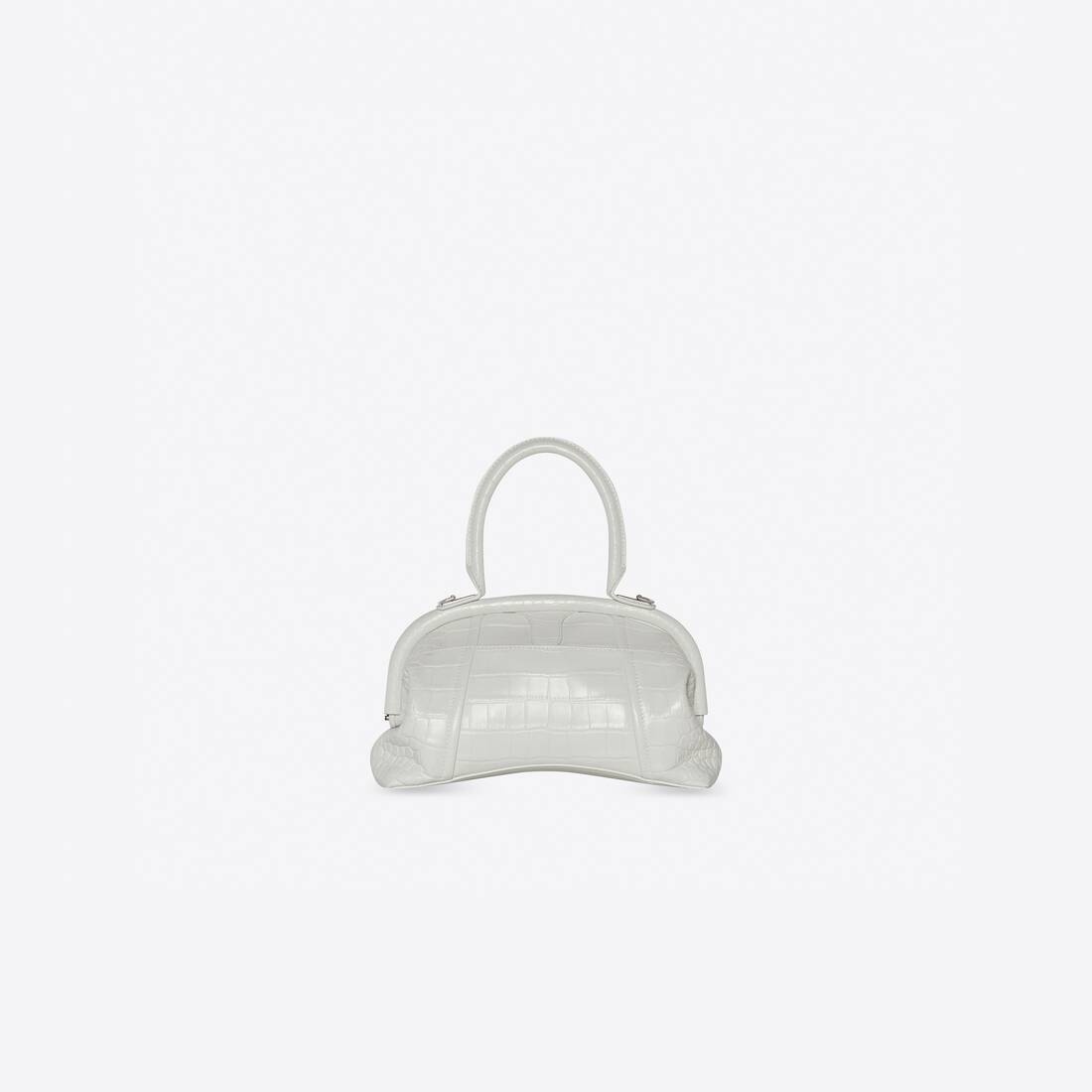 Women's Editor Small Bag Crocodile Embossed in White - 2