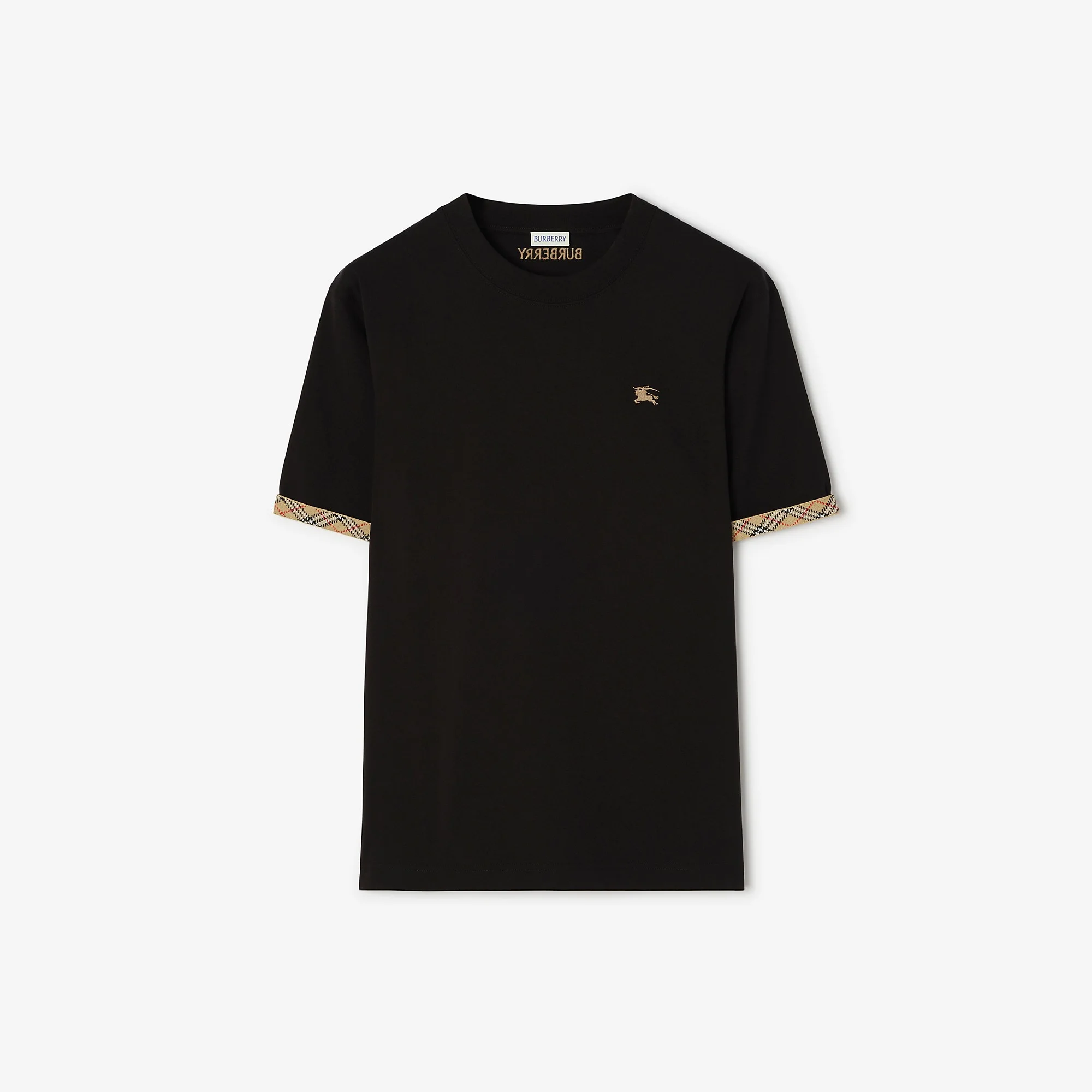 Check Trim Cotton T-shirt - 1