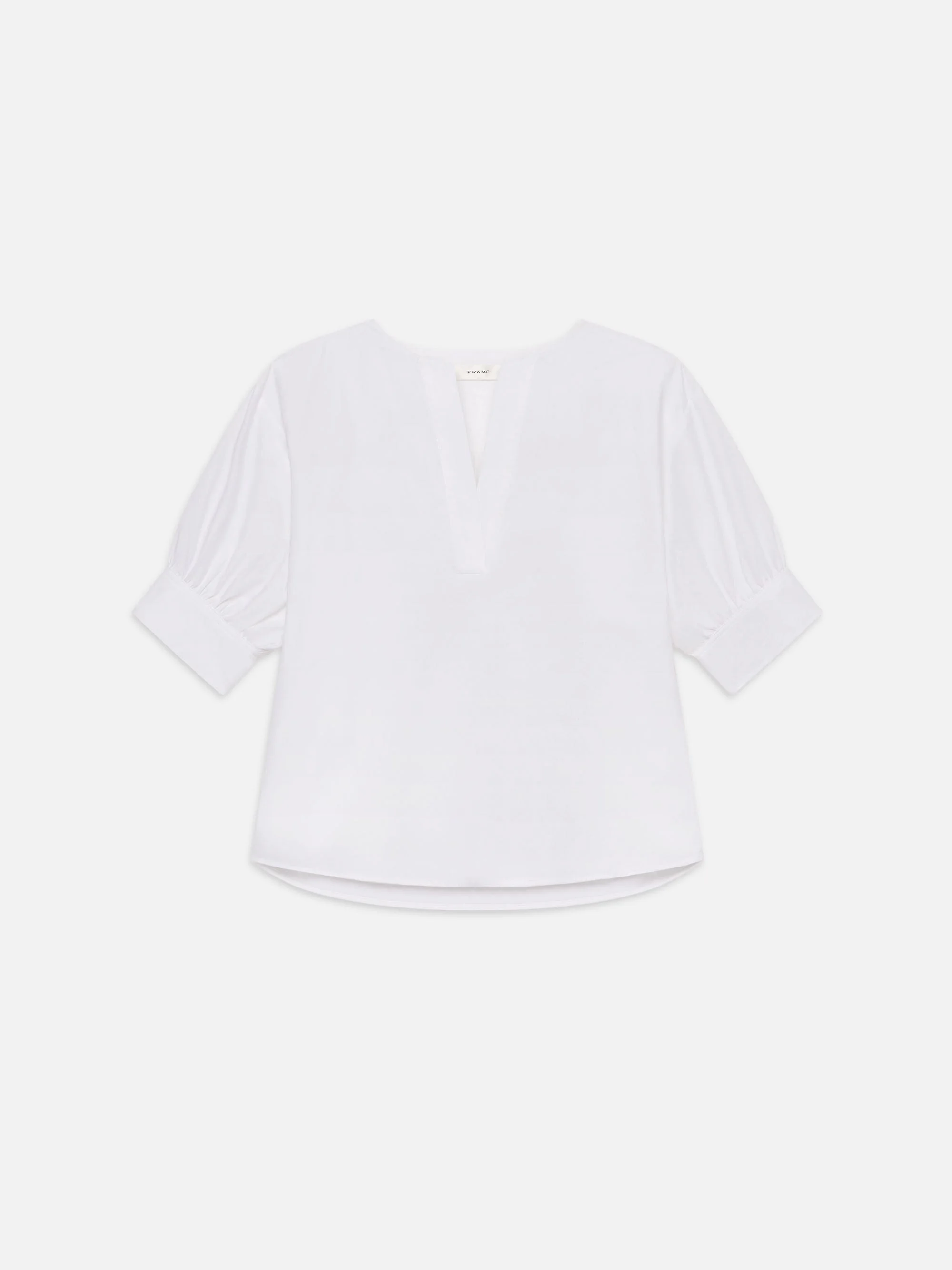 V-Neck Popover Top in White - 1