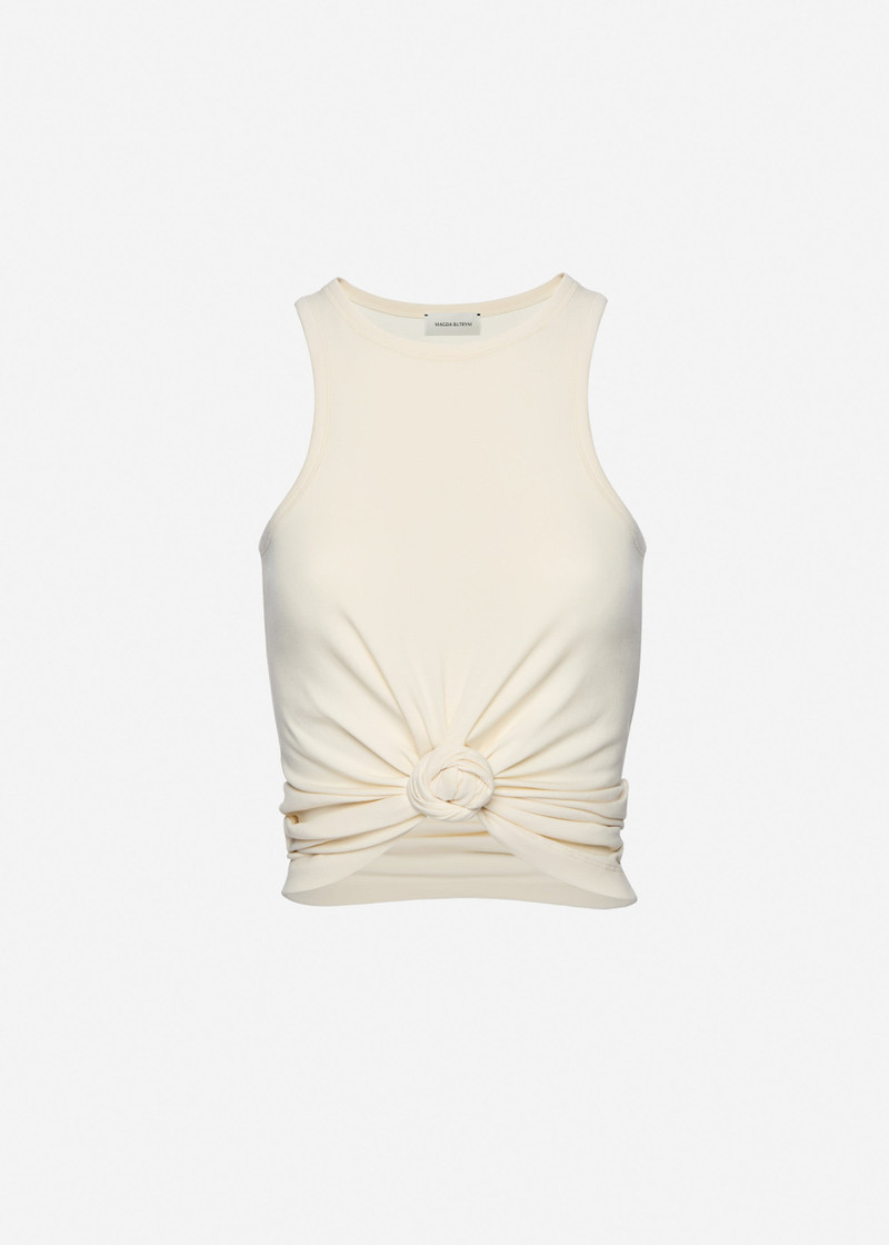 Knotted tank top in cream 1