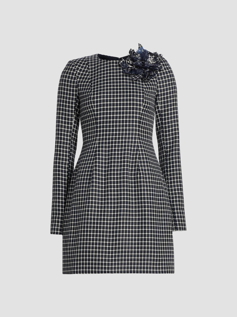 Women's Plaid Fitted Minidress - Navy Ivory 1