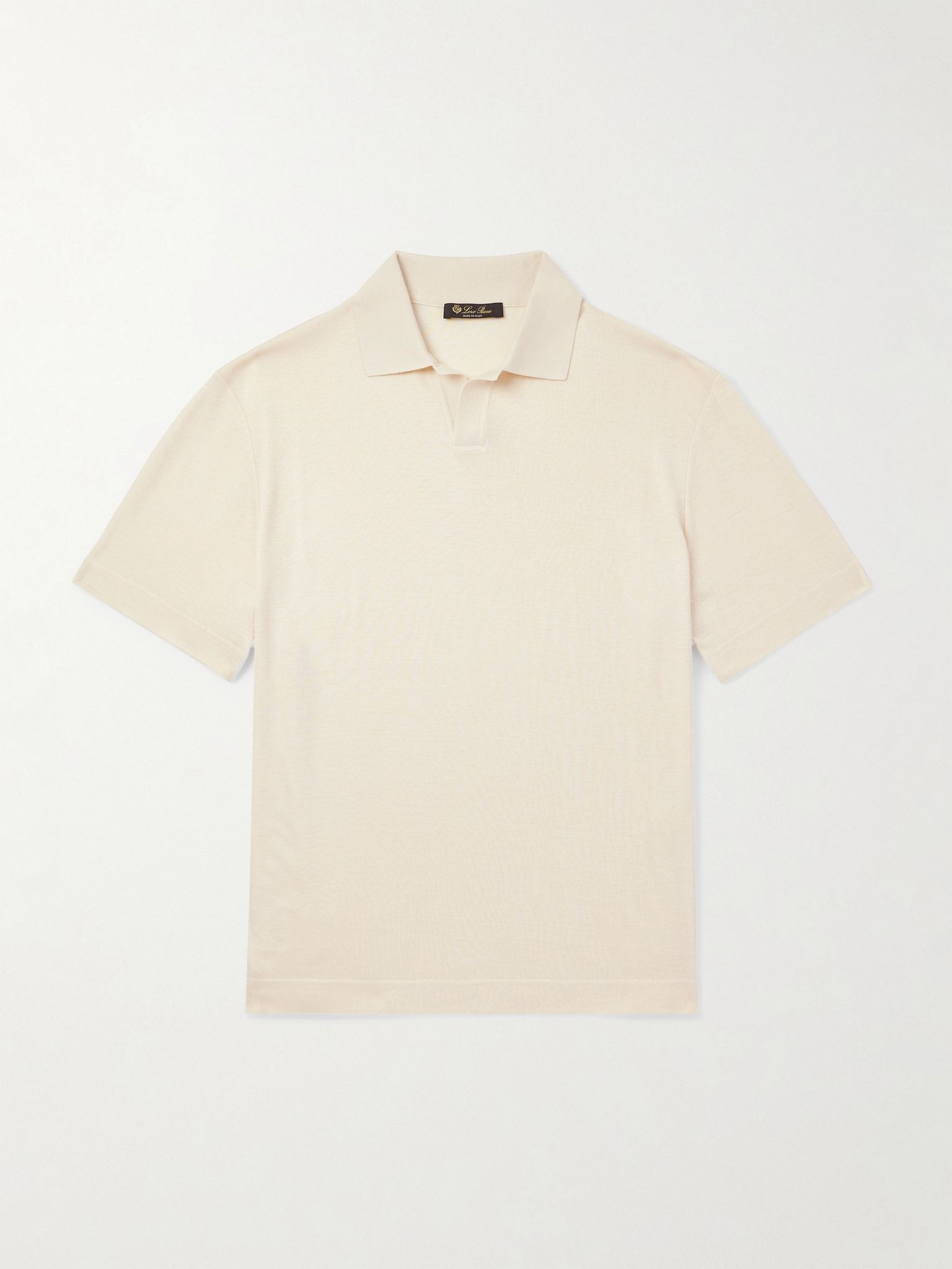 Valpiana Silk and Cotton-Blend Polo Shirt Cream - 1
