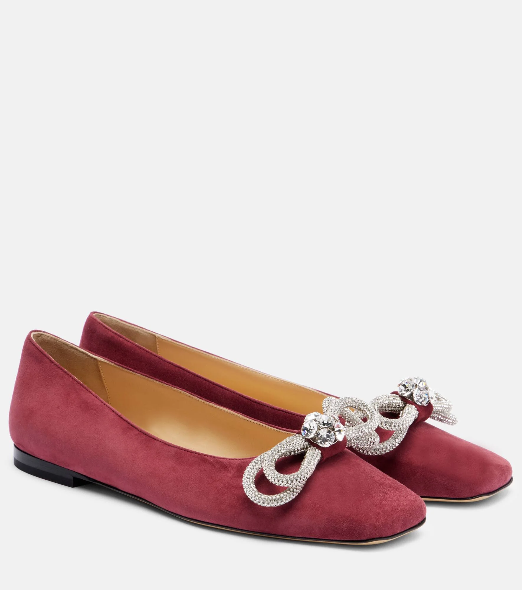 Double Bow embellished suede ballet flats - 1