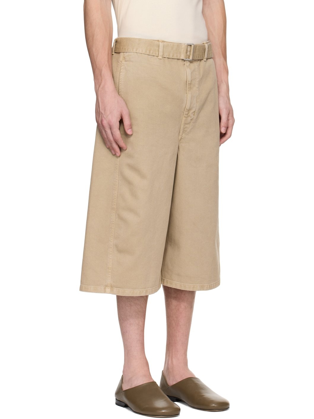 Taupe Twisted Denim Shorts - 2