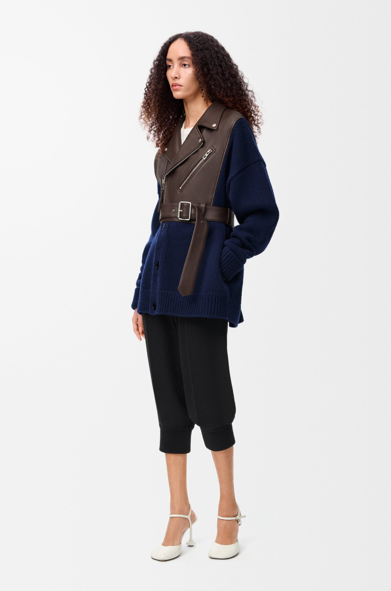 Loewe Hybrid cardigan in nappa lambskin and wool outlook