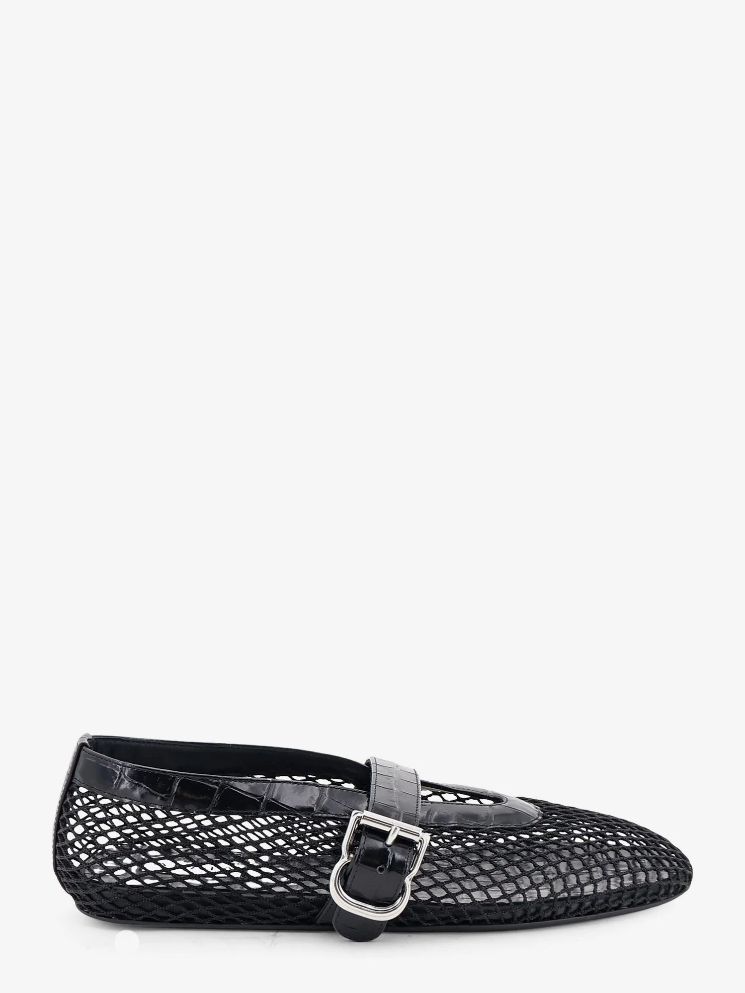 Alaia Flat Leather Ballerinas With Crocodile Effect - 1