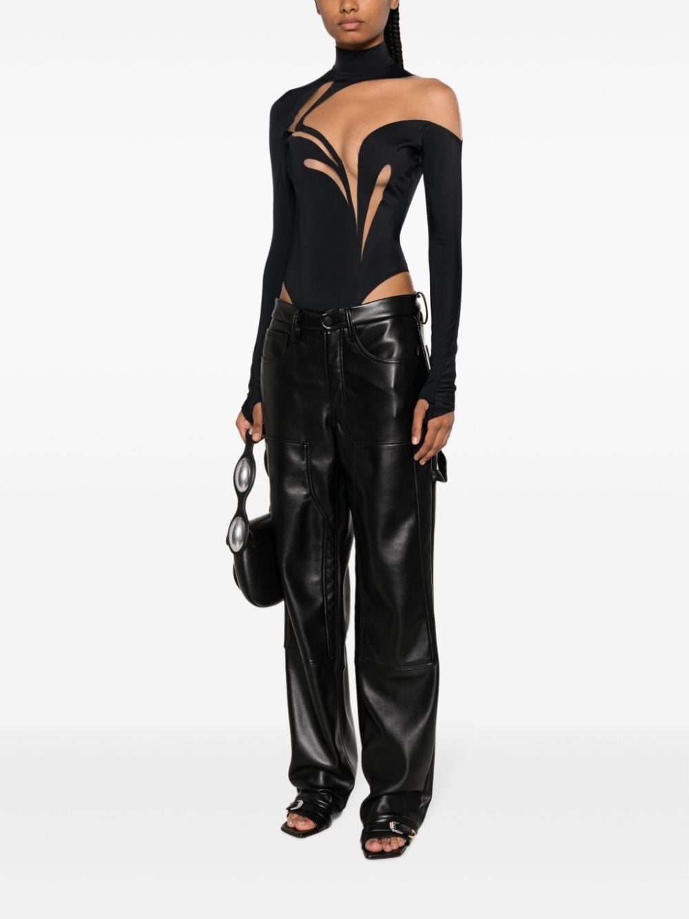 sheer-panel panelled bodysuit - 2