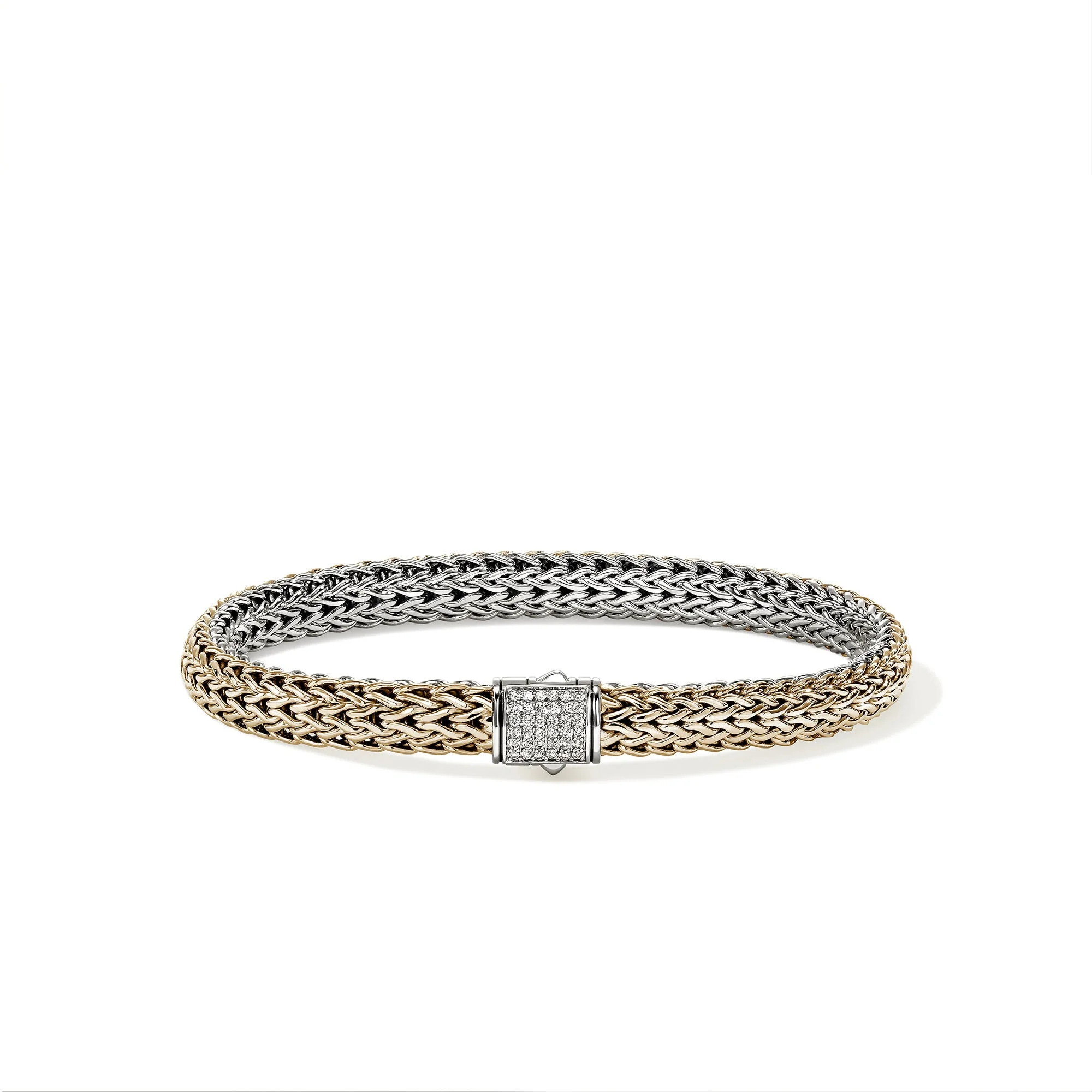 Icon Bracelet, Reversible, Gold, Sterling Silver, Diamonds, 6.5MM - 1