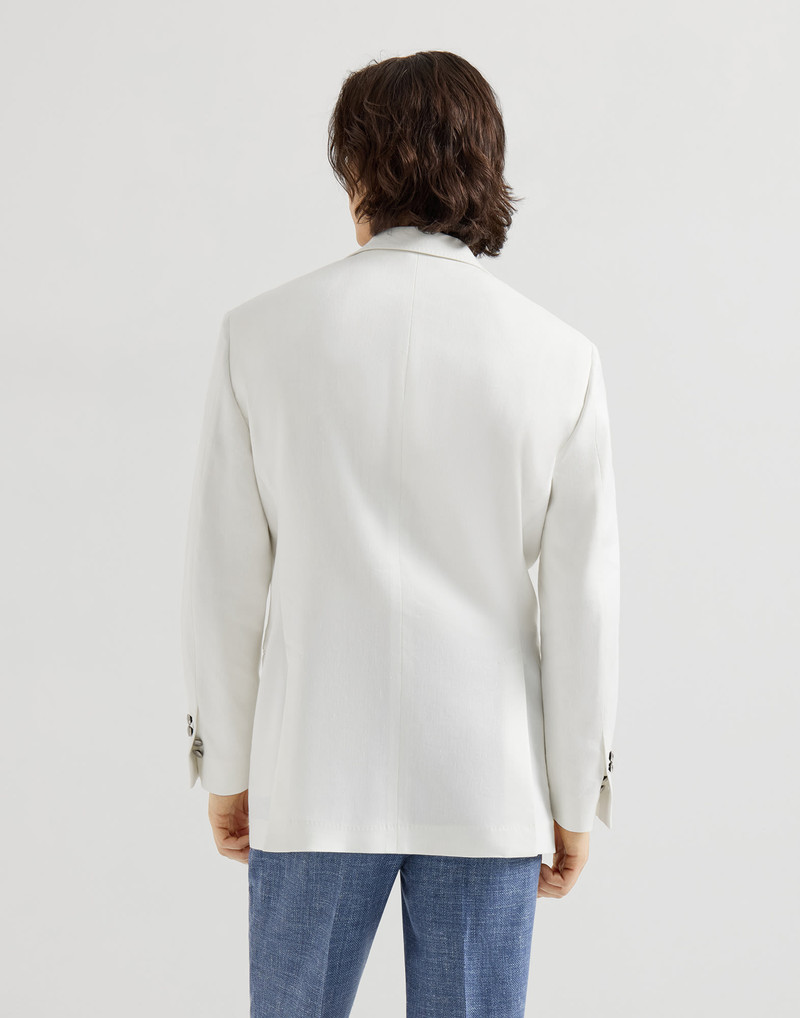 Linen, virgin wool and mohair gabardine Tailor blazer with metal buttons 3