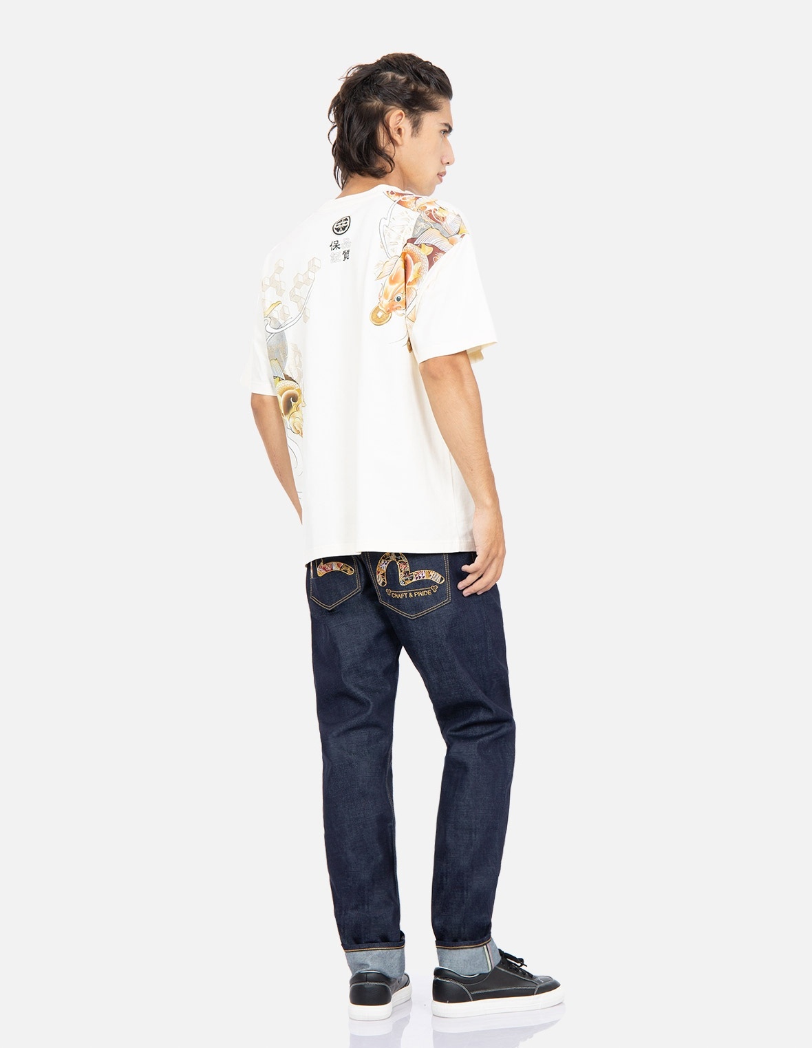 BROCADE-PATTERN SEAGULL EMBROIDERY CARROT-FIT JEANS #2017 - 3