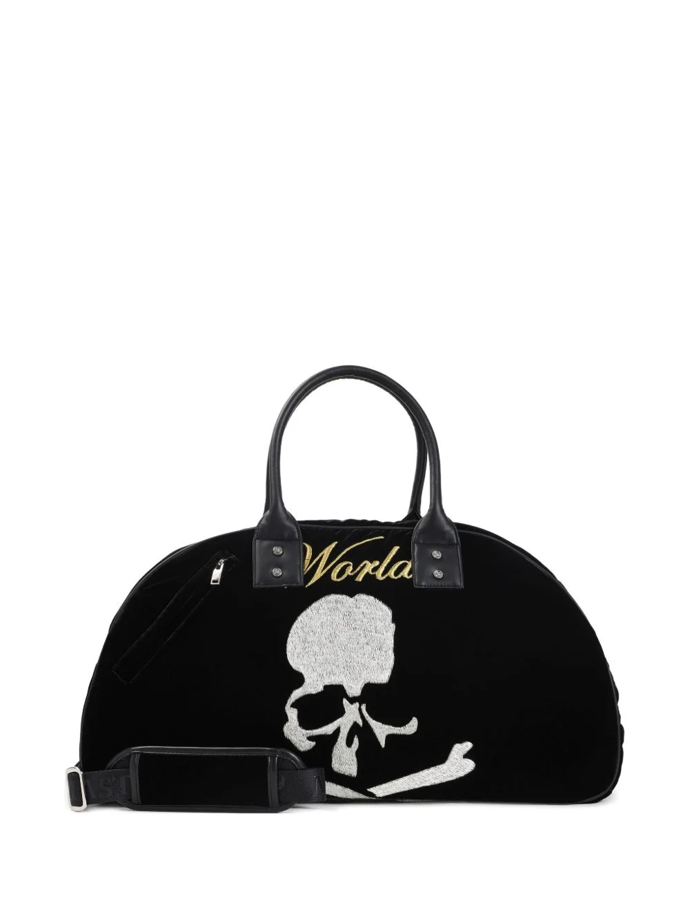 skull-embellished velvet holdall - 1