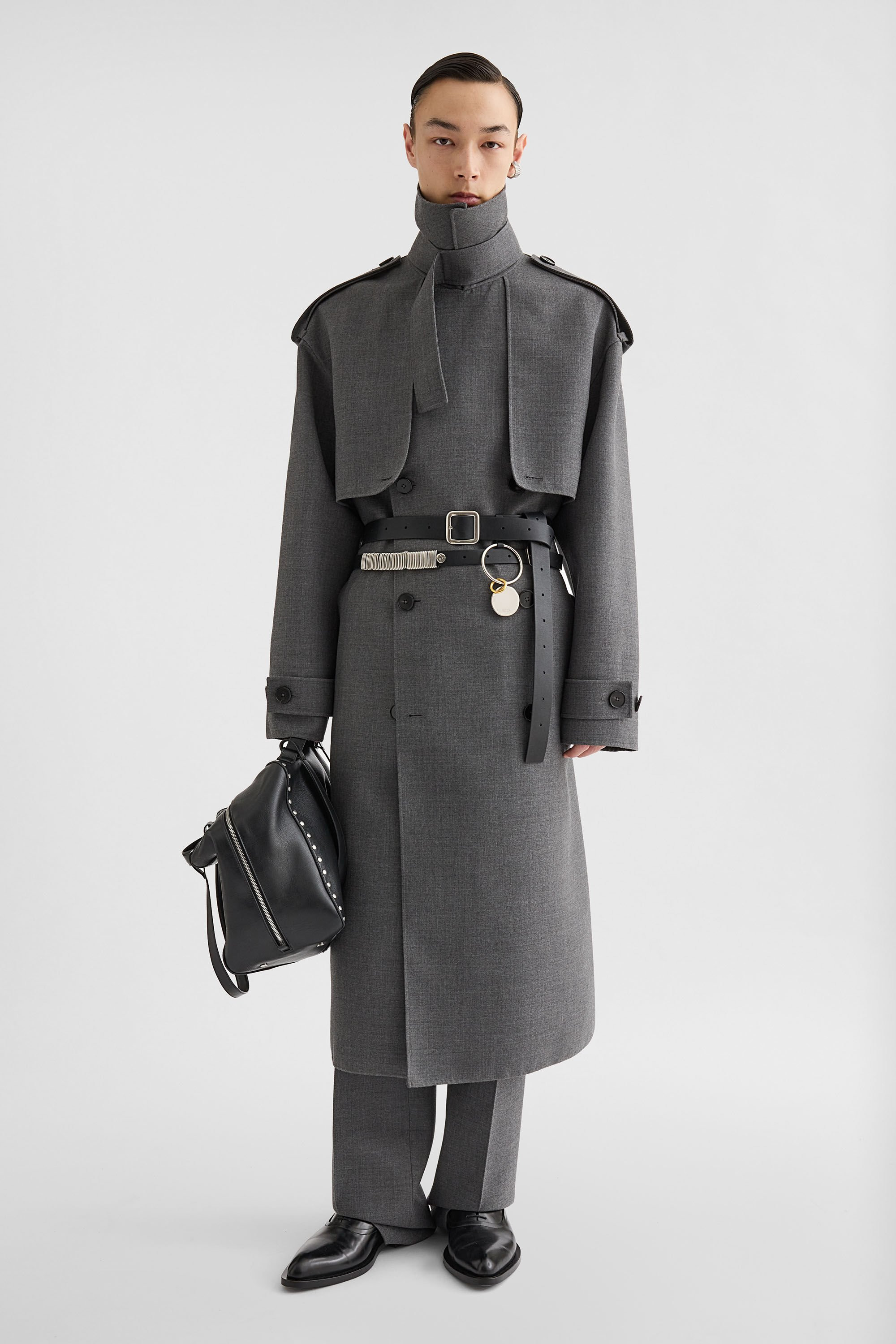 Wool Gabardine Trench Coat - 3