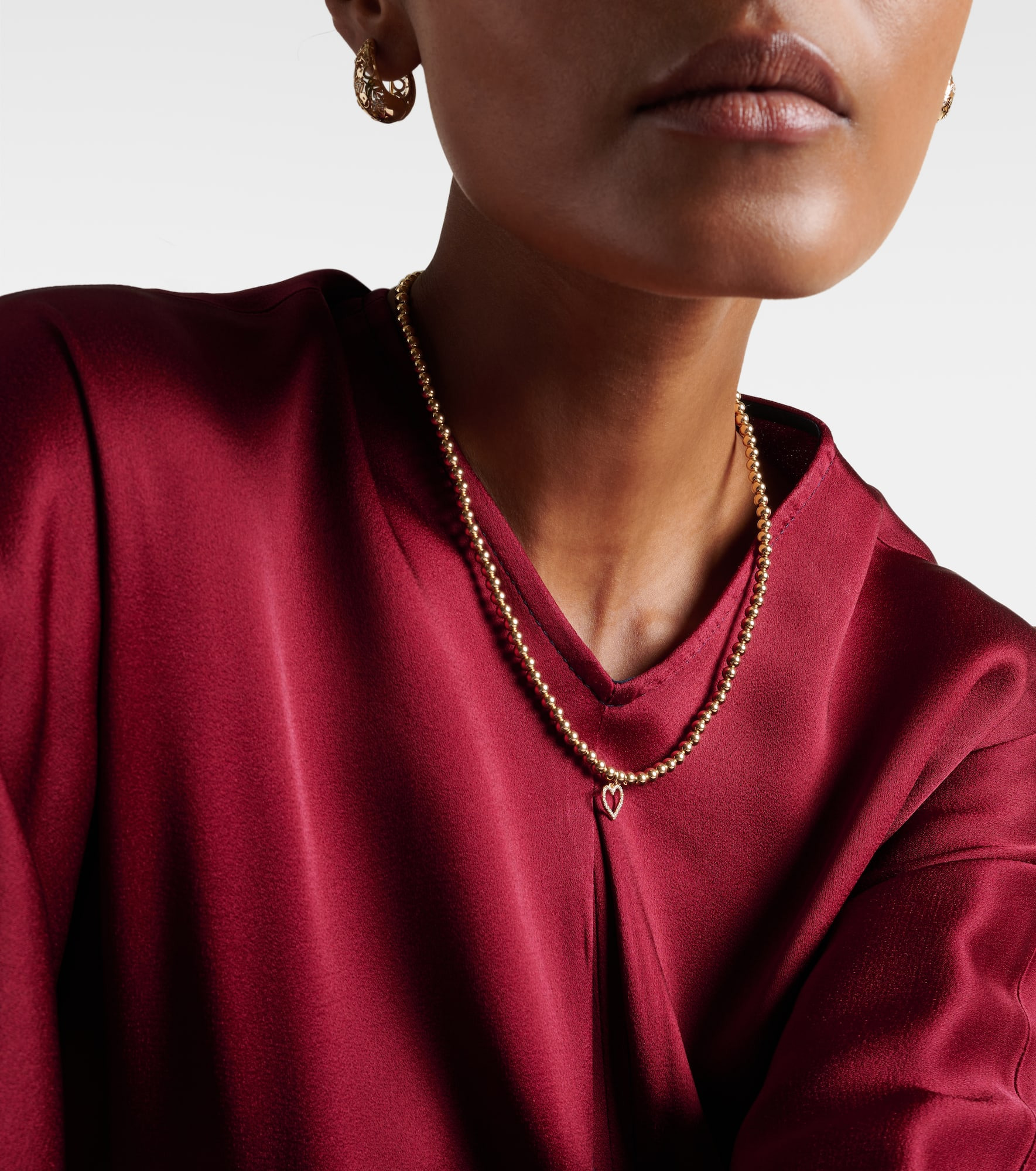 Open Heart 14kt gold choker with diamonds - 3