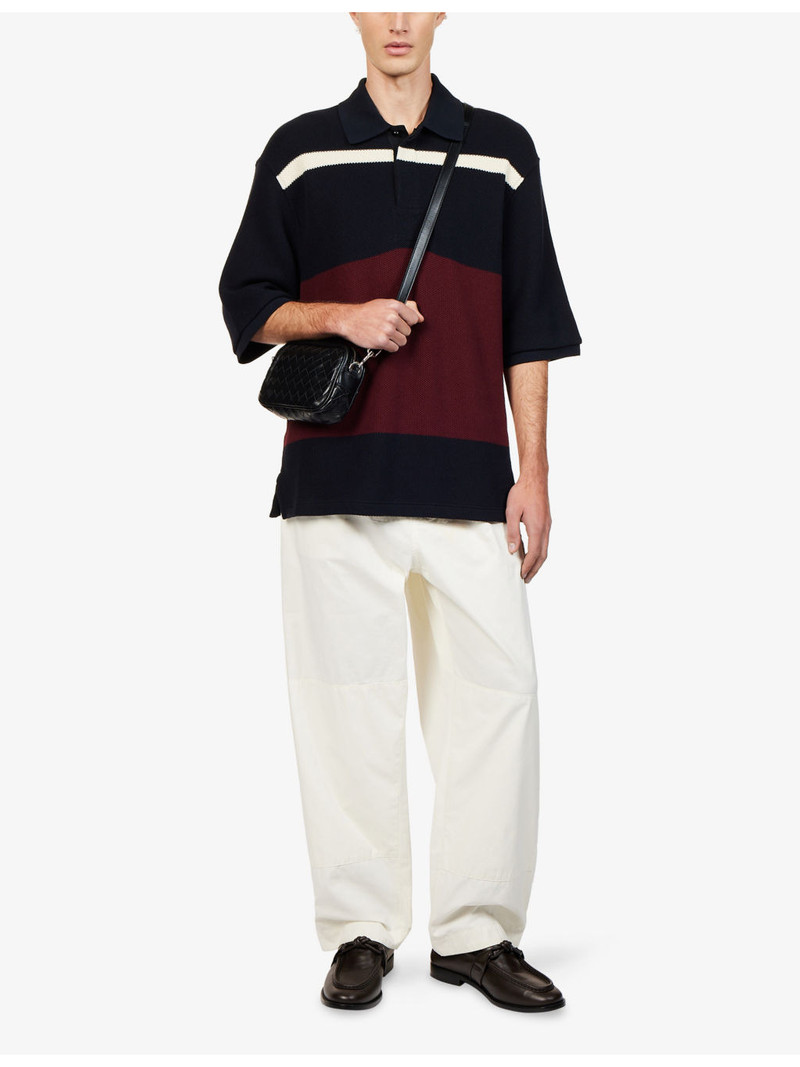 Bottega Veneta Striped Cotton-Knit Polo Top outlook