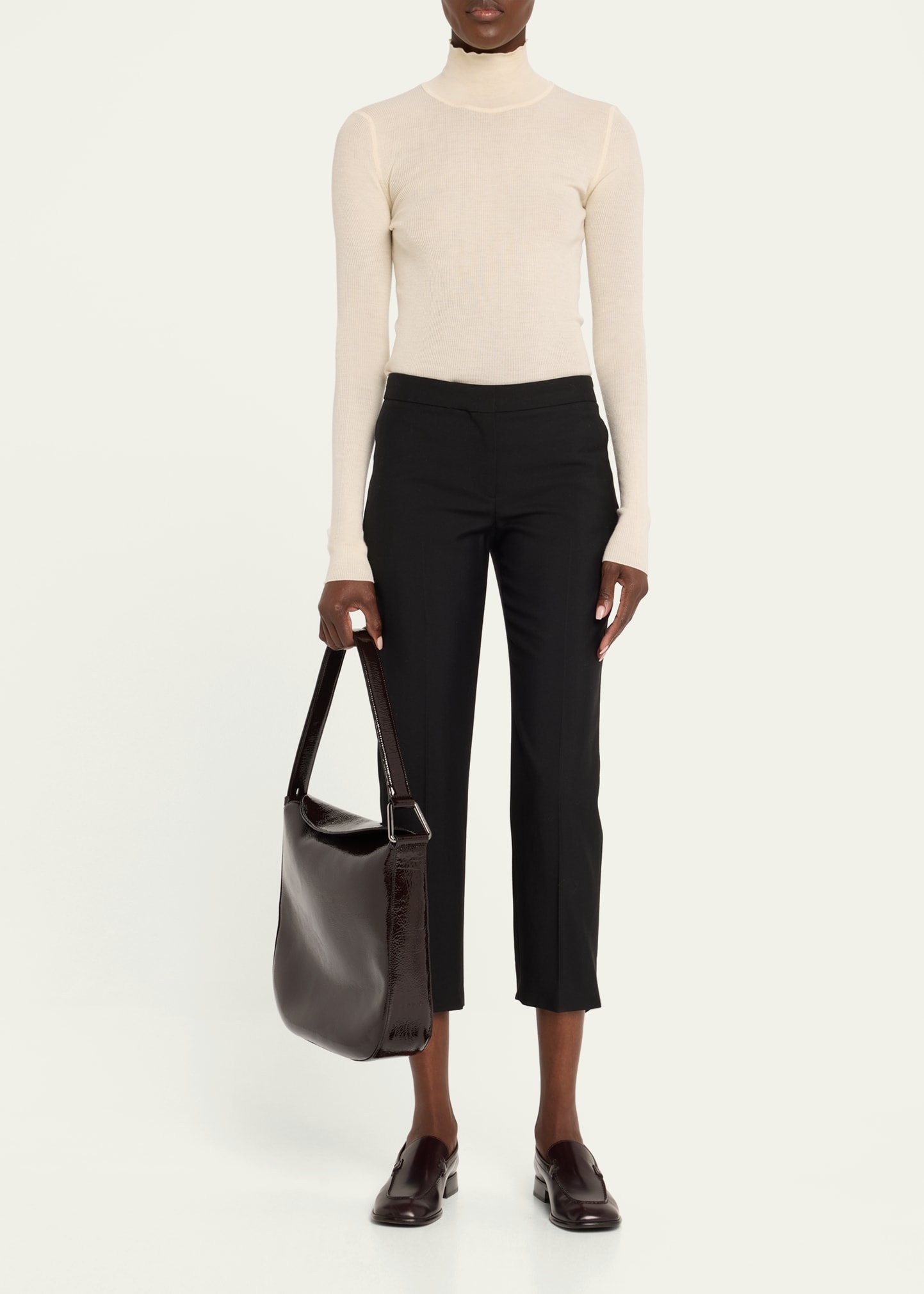 Anna Medium Lacquered Leather Hobo Bag - 6