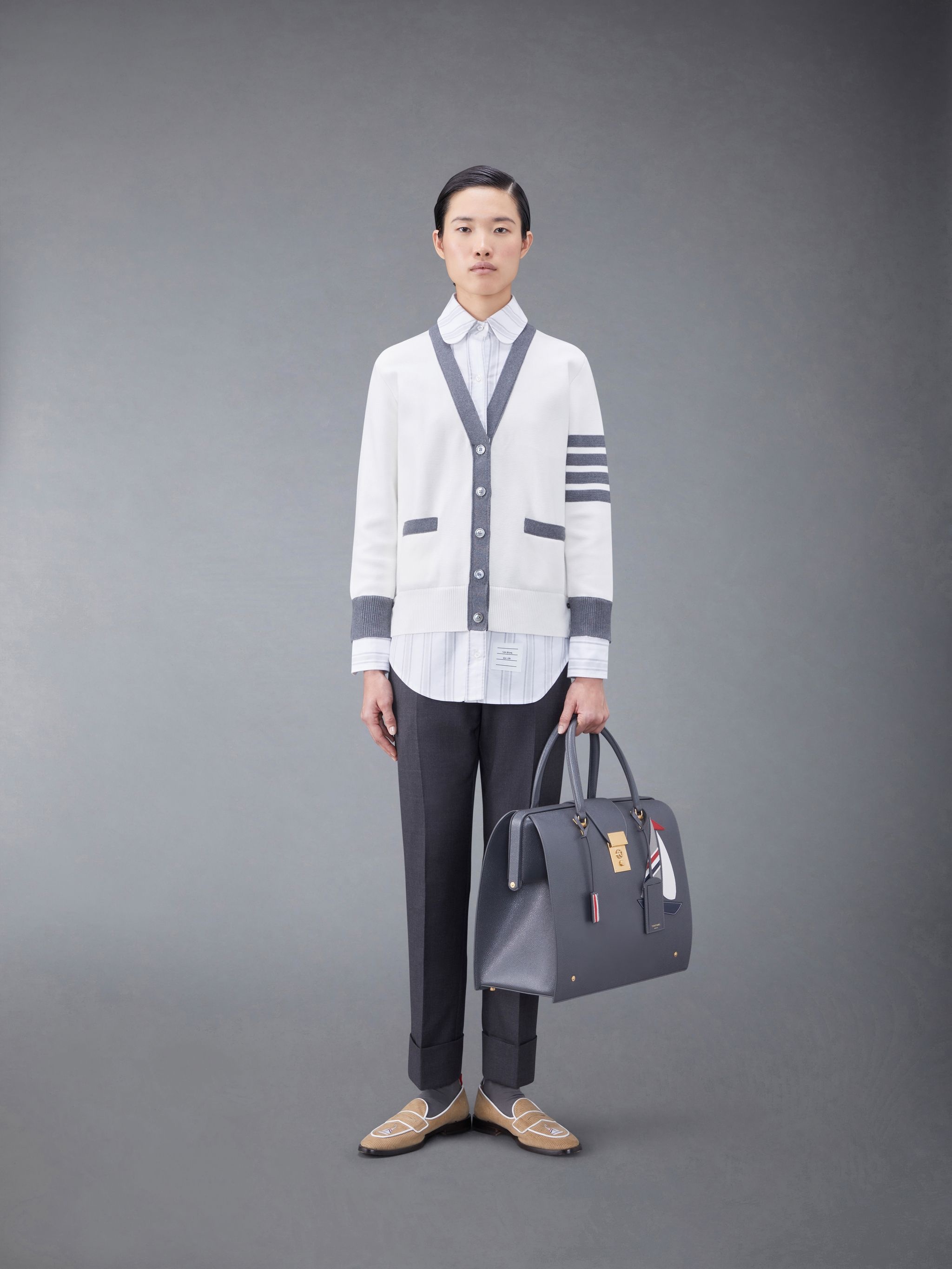 Cotton Milano and Oxford 4-Bar V-Neck Cardigan Shirt Combo - 3