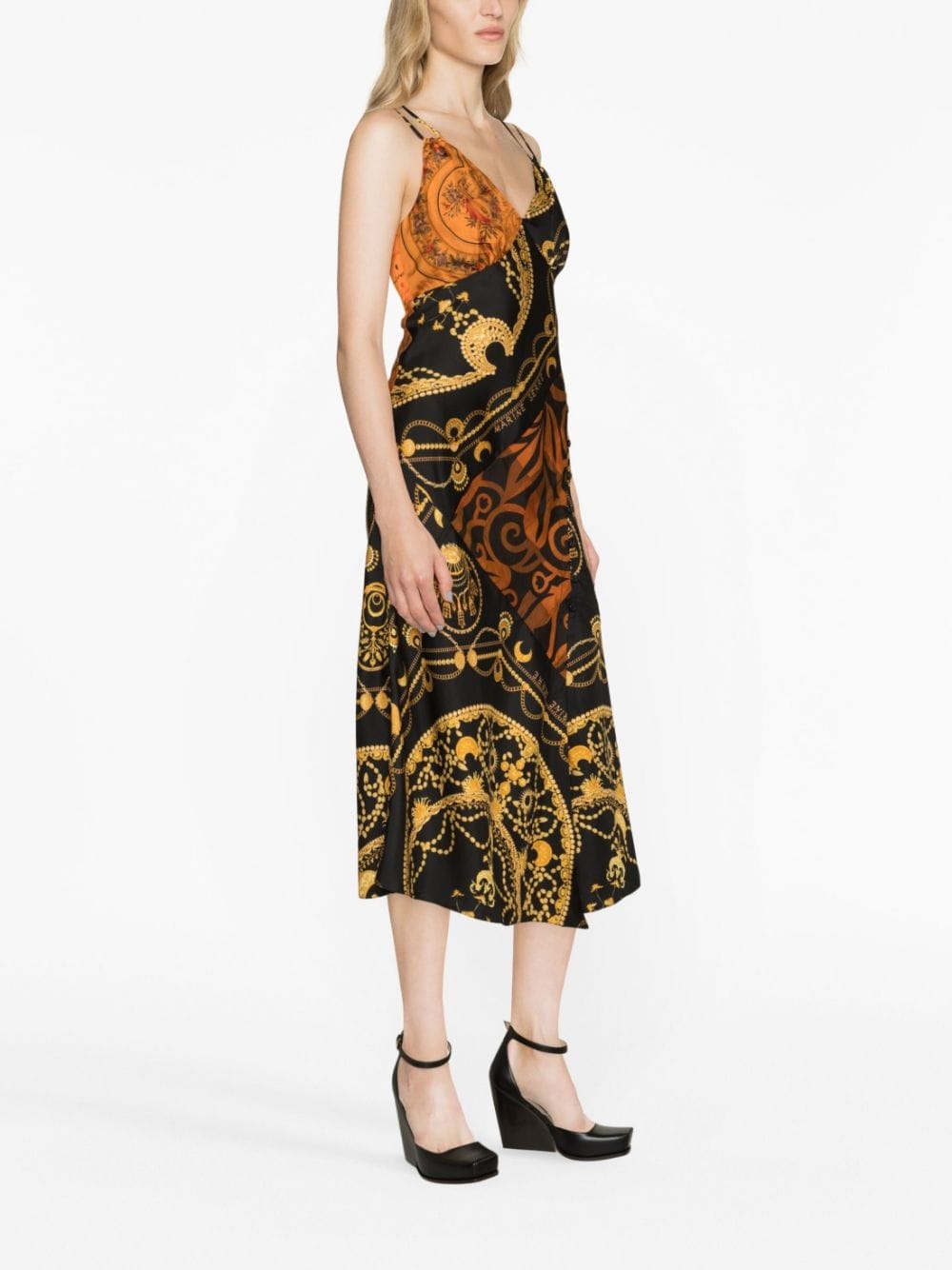 Ornament Jewelry-print regenerated-silk dress - 4