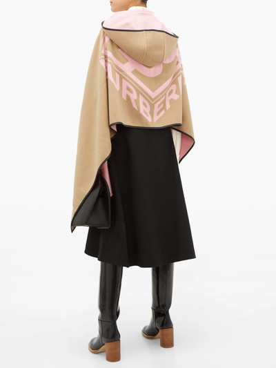 Burberry Logo-jacquard wool-blend hooded poncho outlook