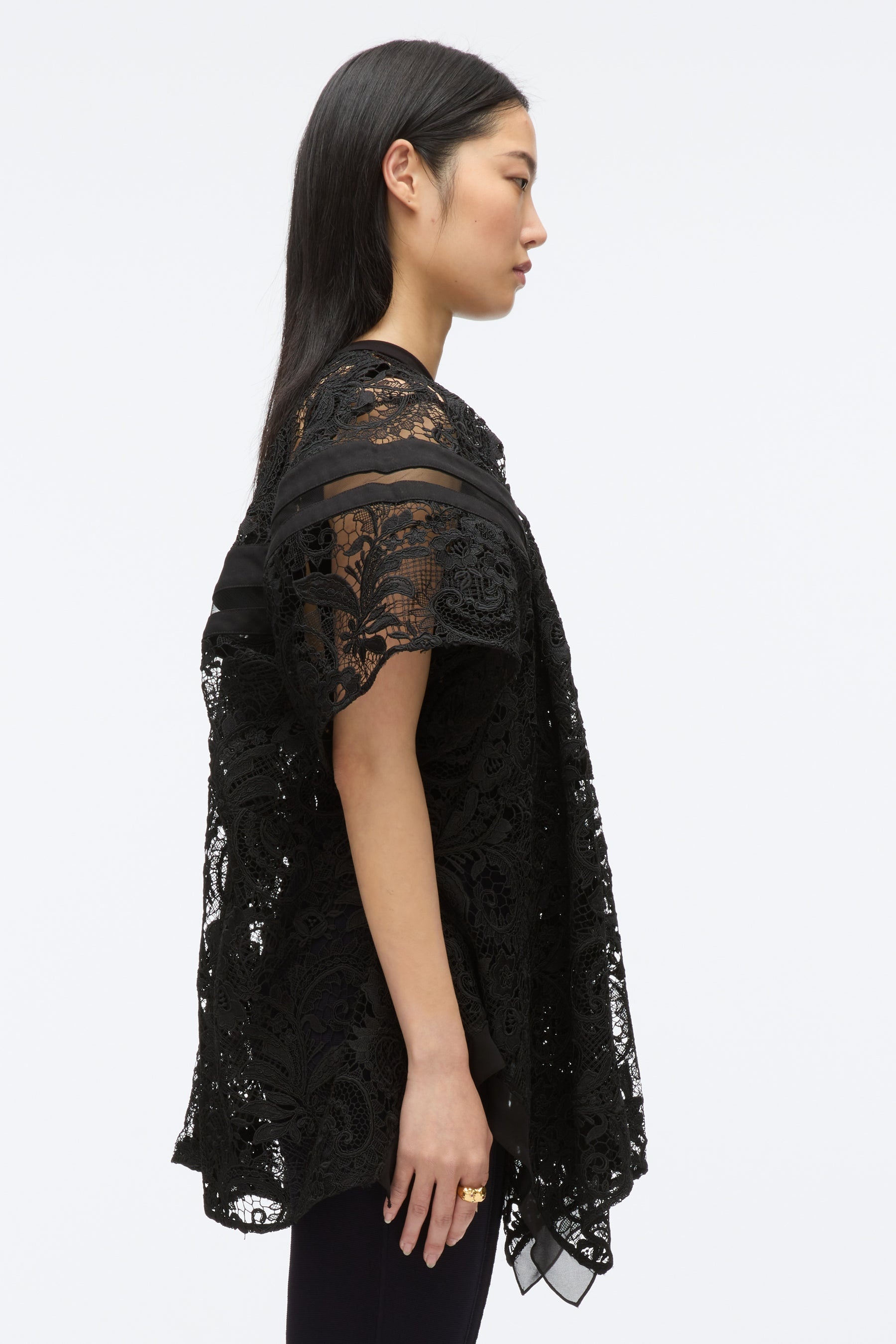 Embroidered Lace Hankerchief Top - 4
