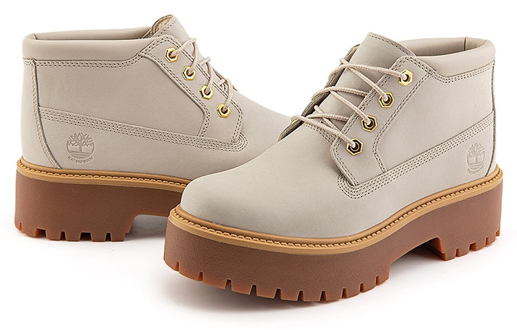 (WMNS) Timberland Stone Street Mid Lace Up Waterproof Boots 'White Nubuck' A64FRW - 5