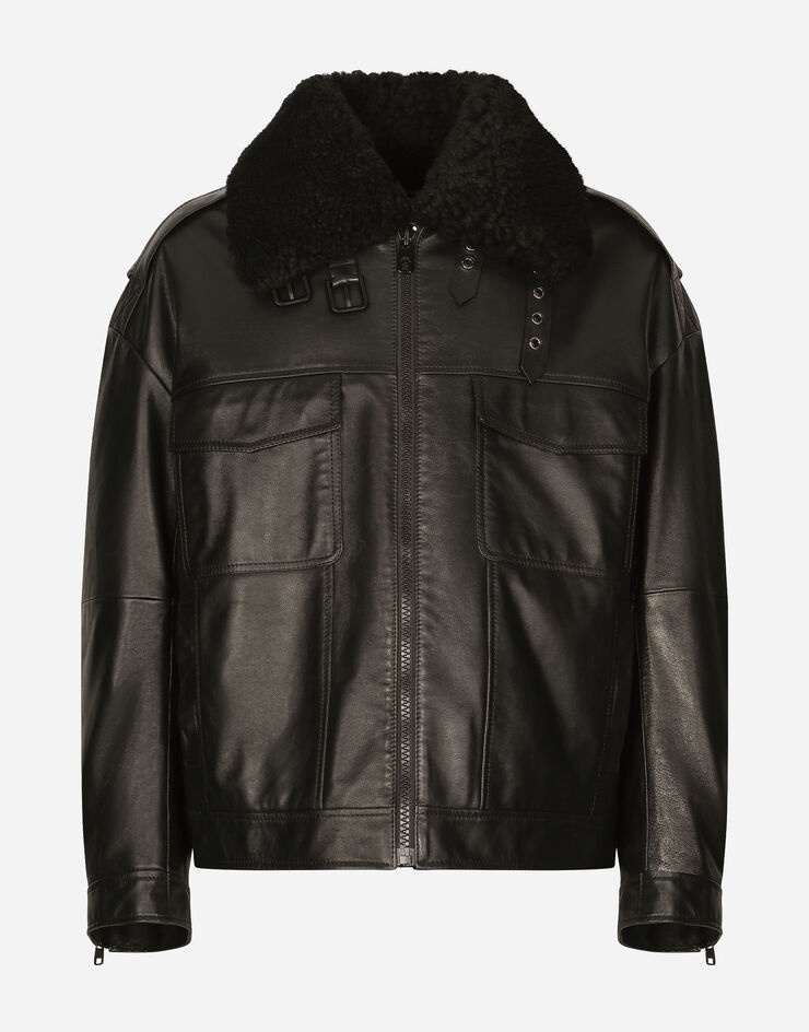 Bullskin jacket with shearling details - 1