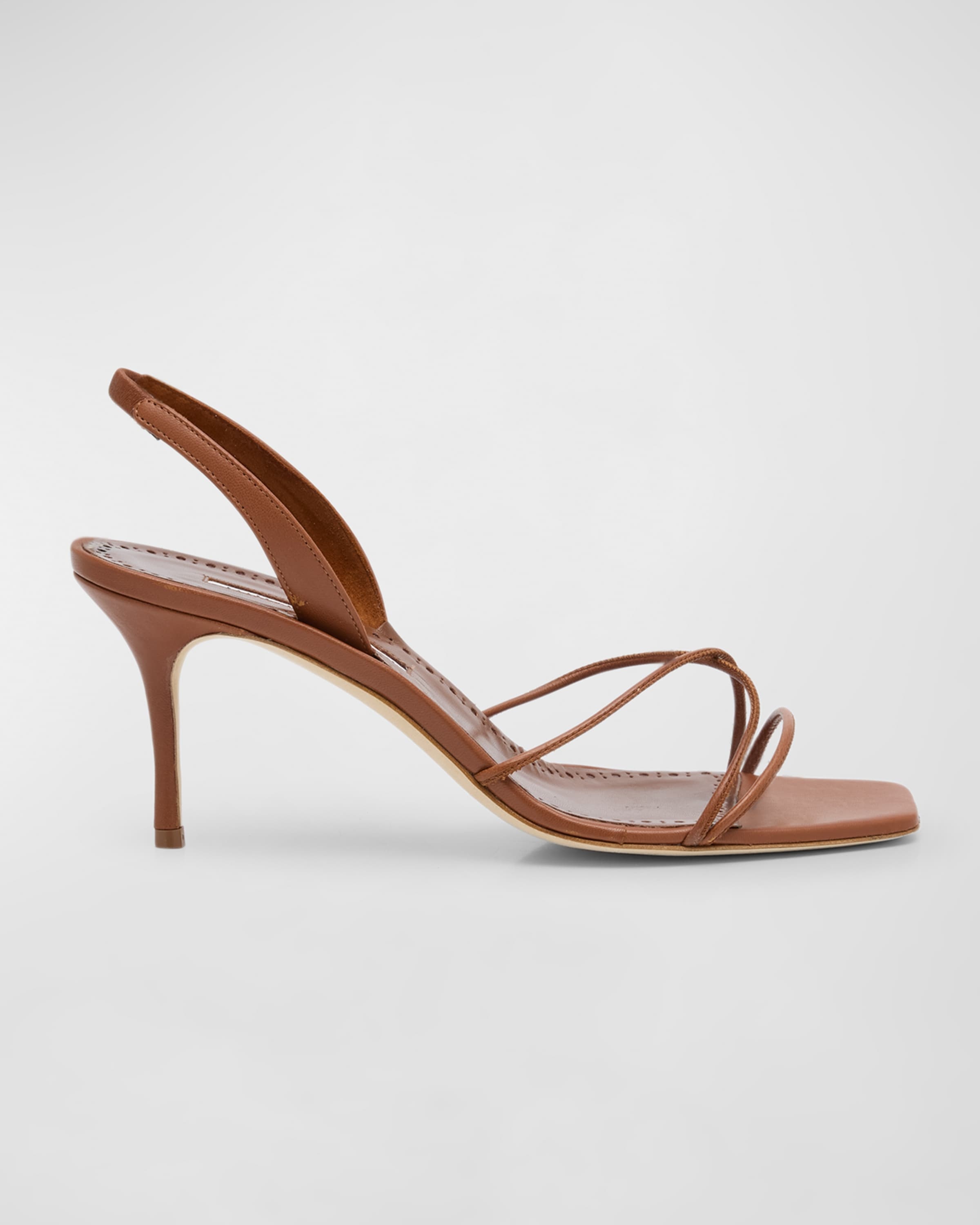 Leather Strappy Slingback Sandals - 1