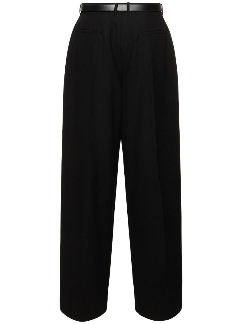 Pleated belted wool wide pants - 3