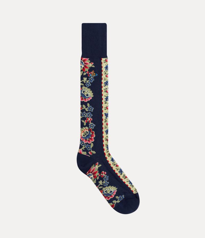 FLOWER STRIPE HIGH SOCKS 1