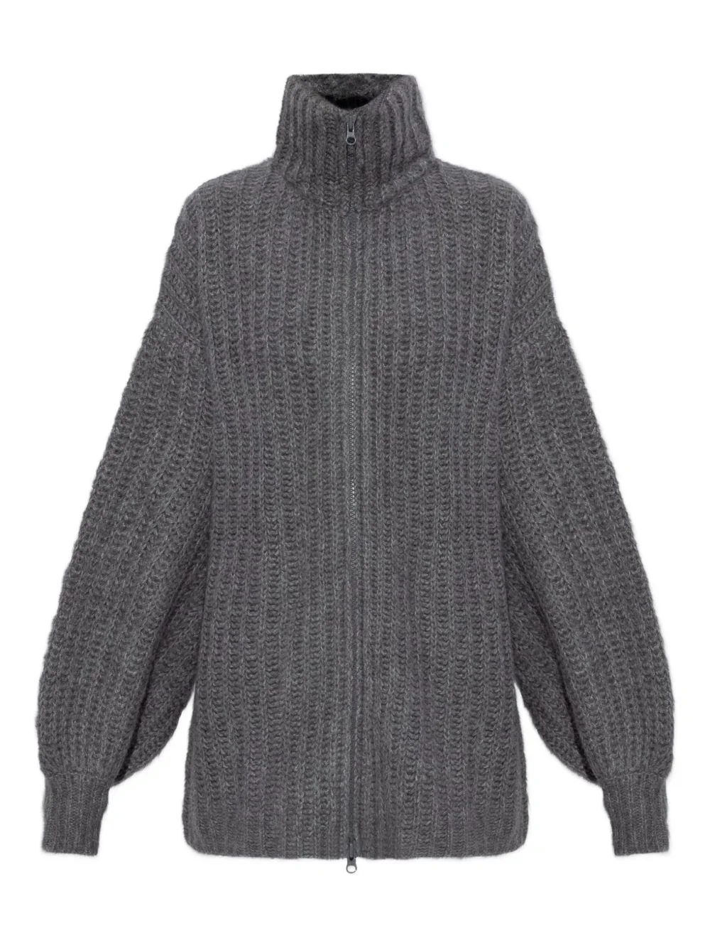 balloon-sleeve zip cardigan - 1