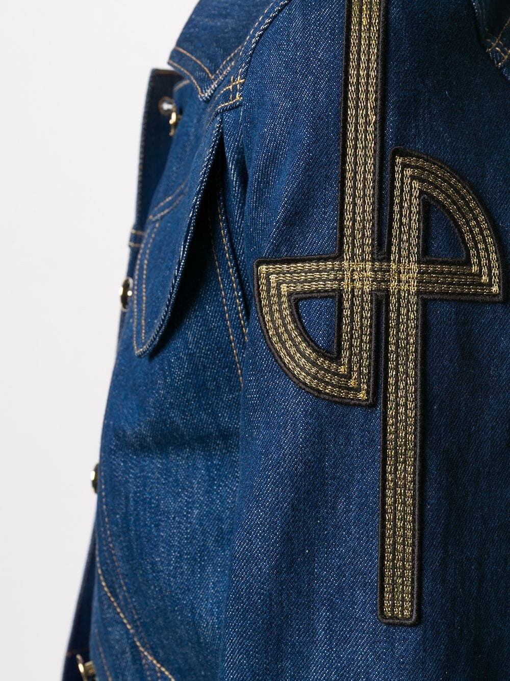 logo patch denim jacket - 5