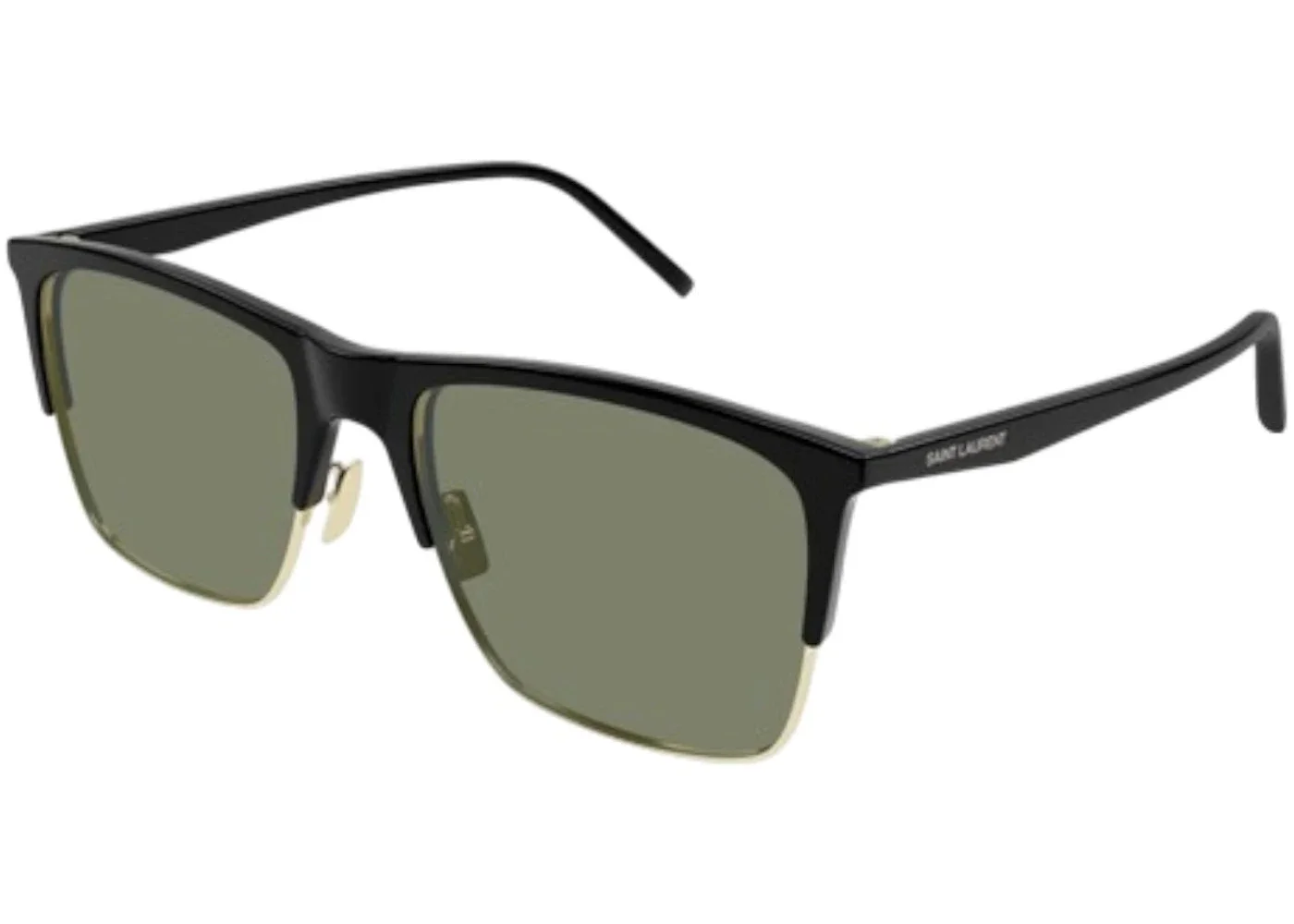 Saint Laurent Square Sunglasses Black Black Green/-Green (SL 768-001) - 1