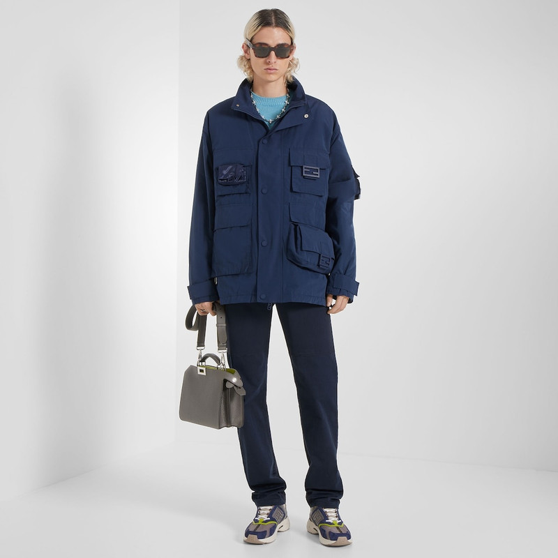 FENDI Blue nubuck leather low-tops outlook