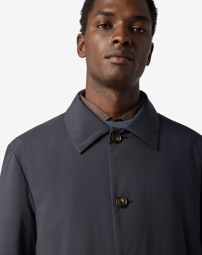 Blue technical fabric trench coat 4