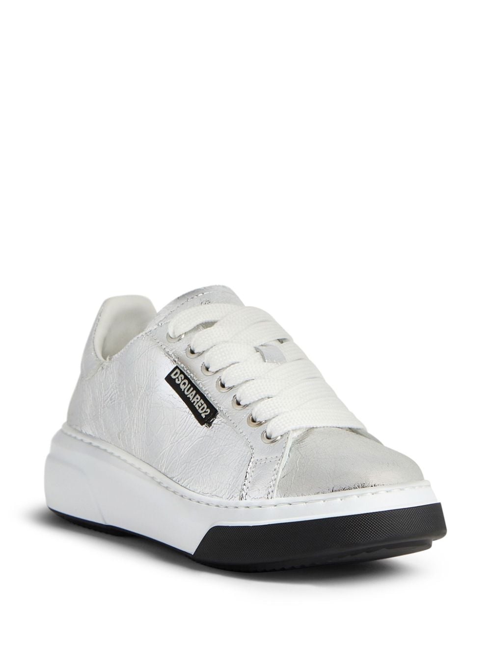 metallic-finish lace-up sneakers - 2