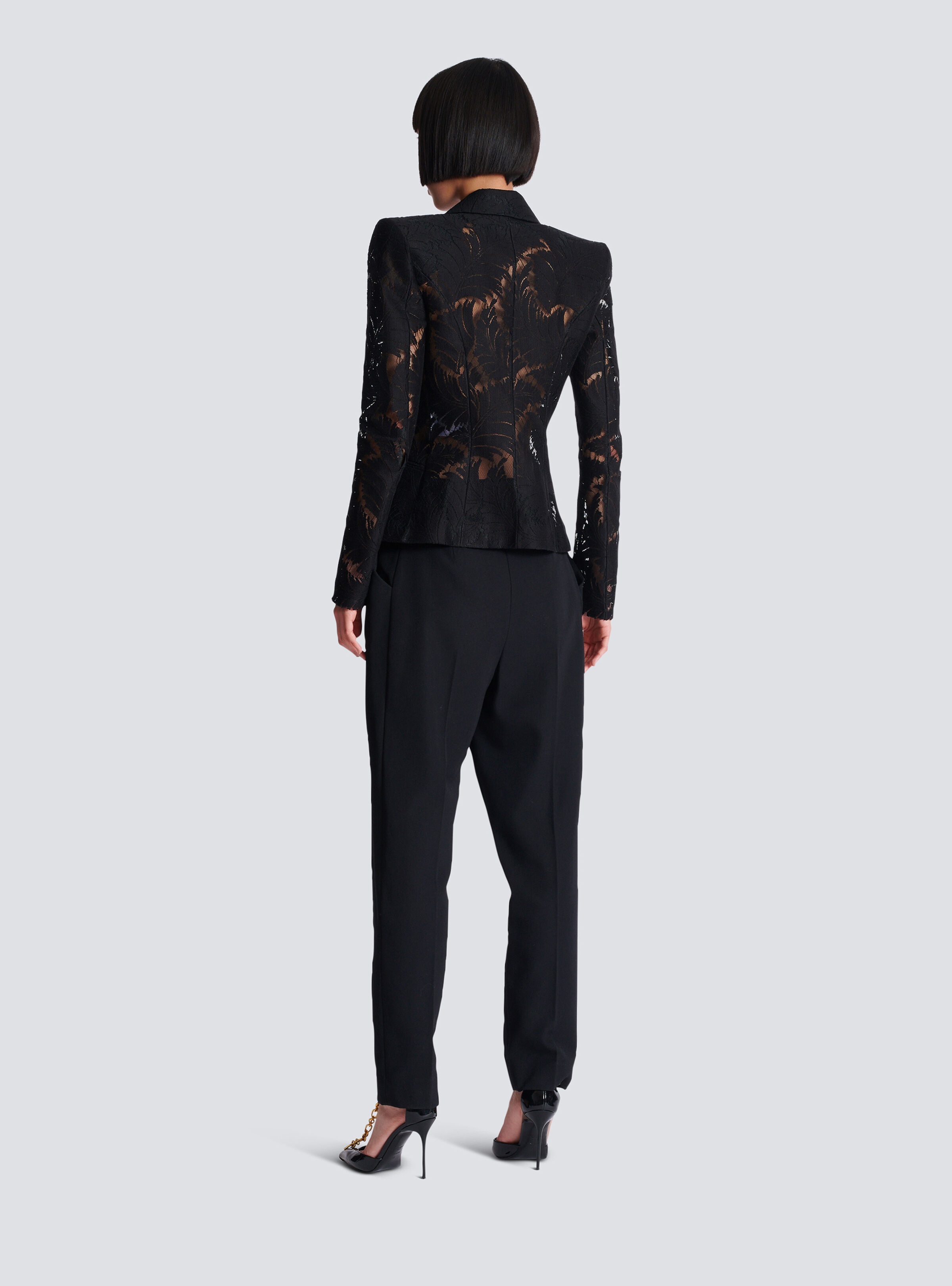 1-button fitted lace jacket - 4