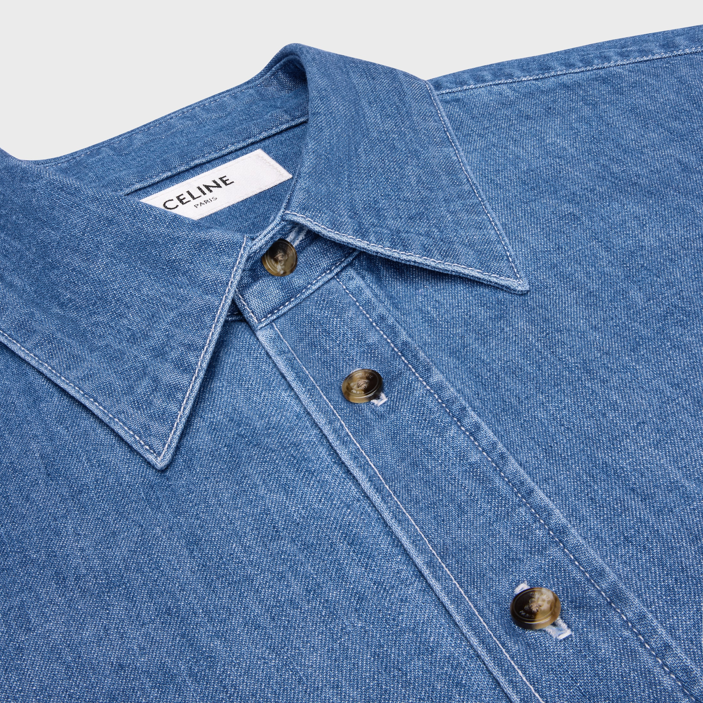 SHORT-SLEEVED SHIRT IN COTTON DENIM - 3