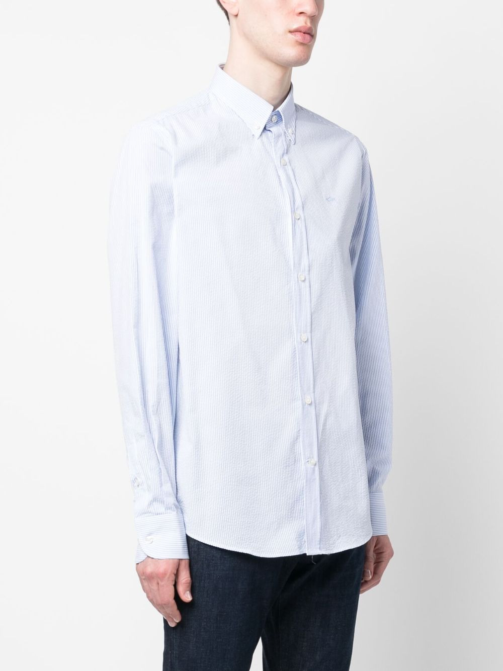 stripe-pattern cotton shirt - 3