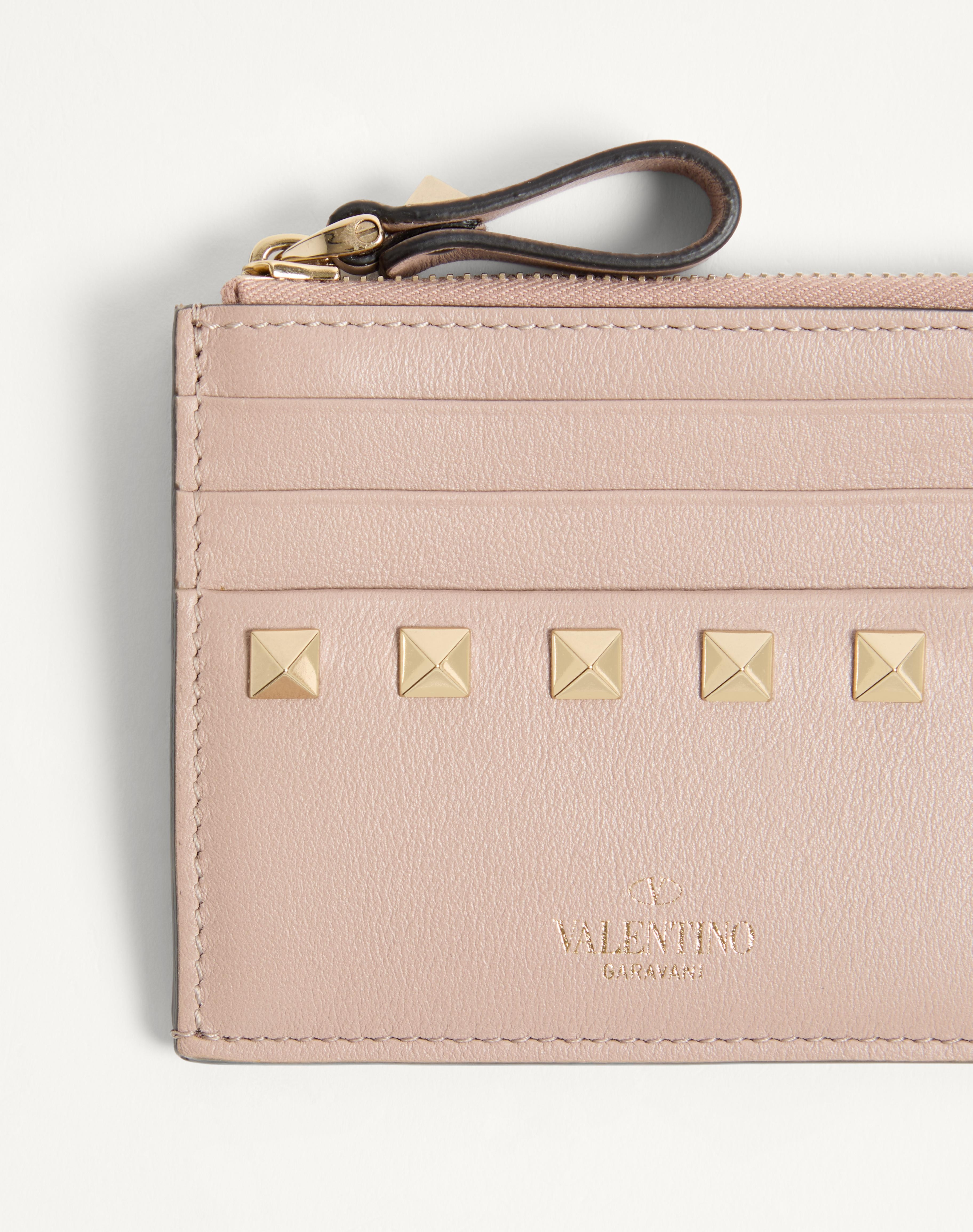 ROCKSTUD CALFSKIN CARDHOLDER WITH ZIPPER - 2