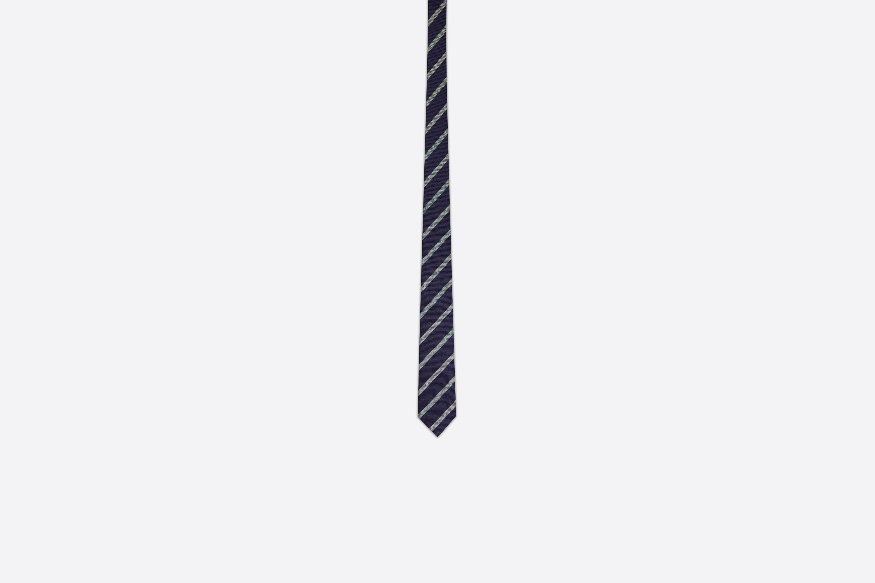 Striped Tie with 'Dior' and 'CD' Signatures - 1