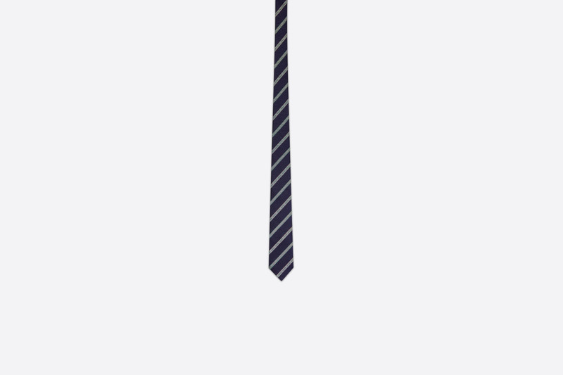 Striped Tie with 'Dior' and 'CD' Signatures 1