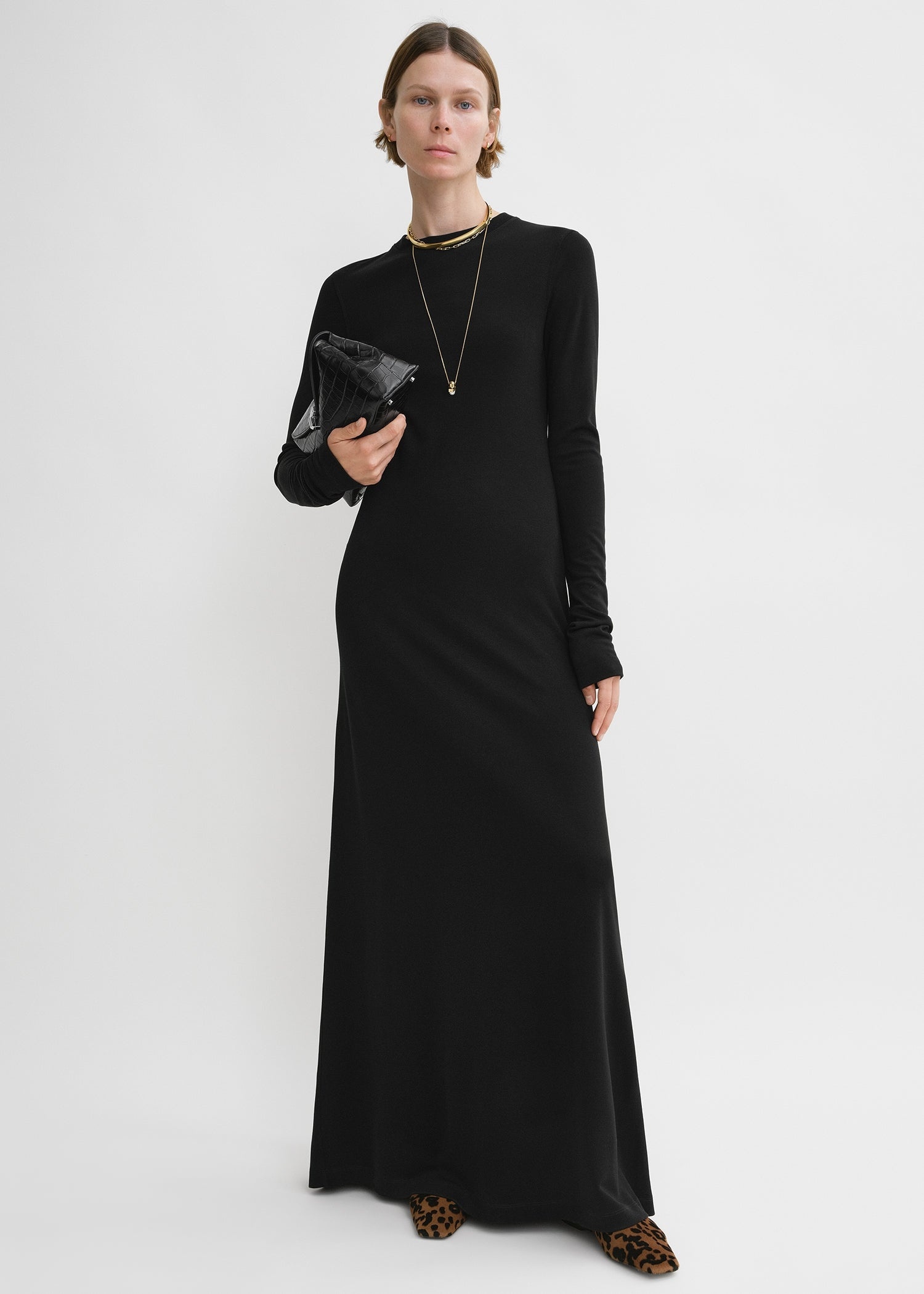 Long-sleeve jersey dress black - 2