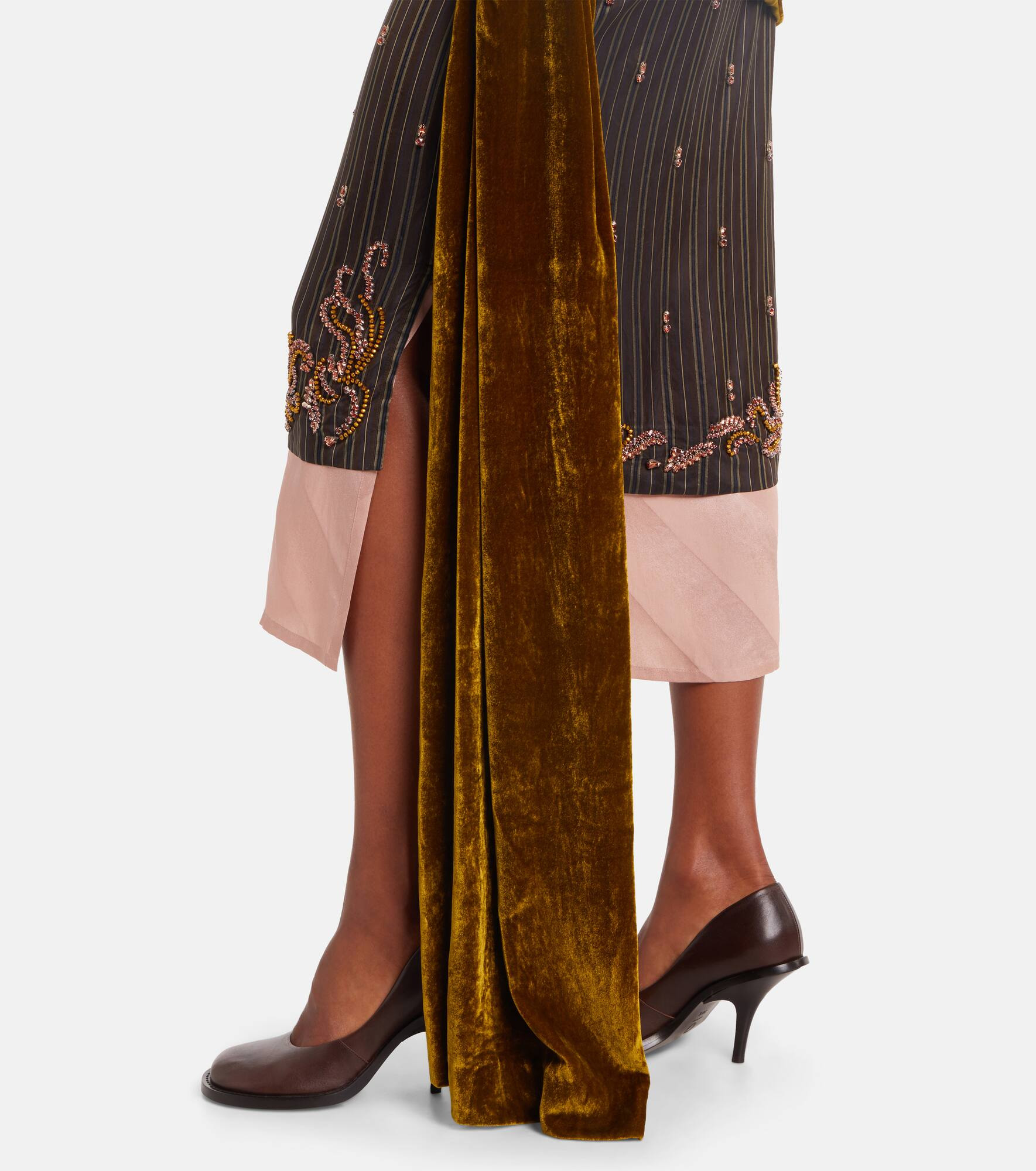 Draped velvet midi skirt - 5