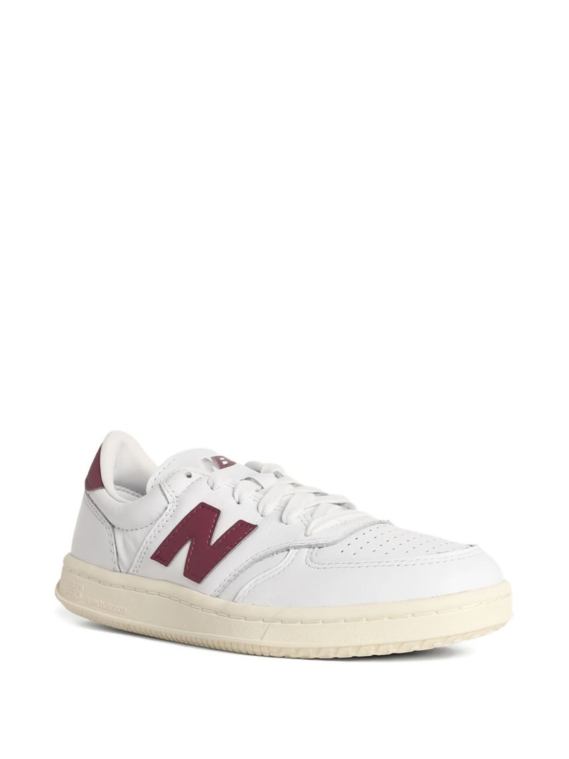 New Balance T500 logo-patch leather sneakers outlook