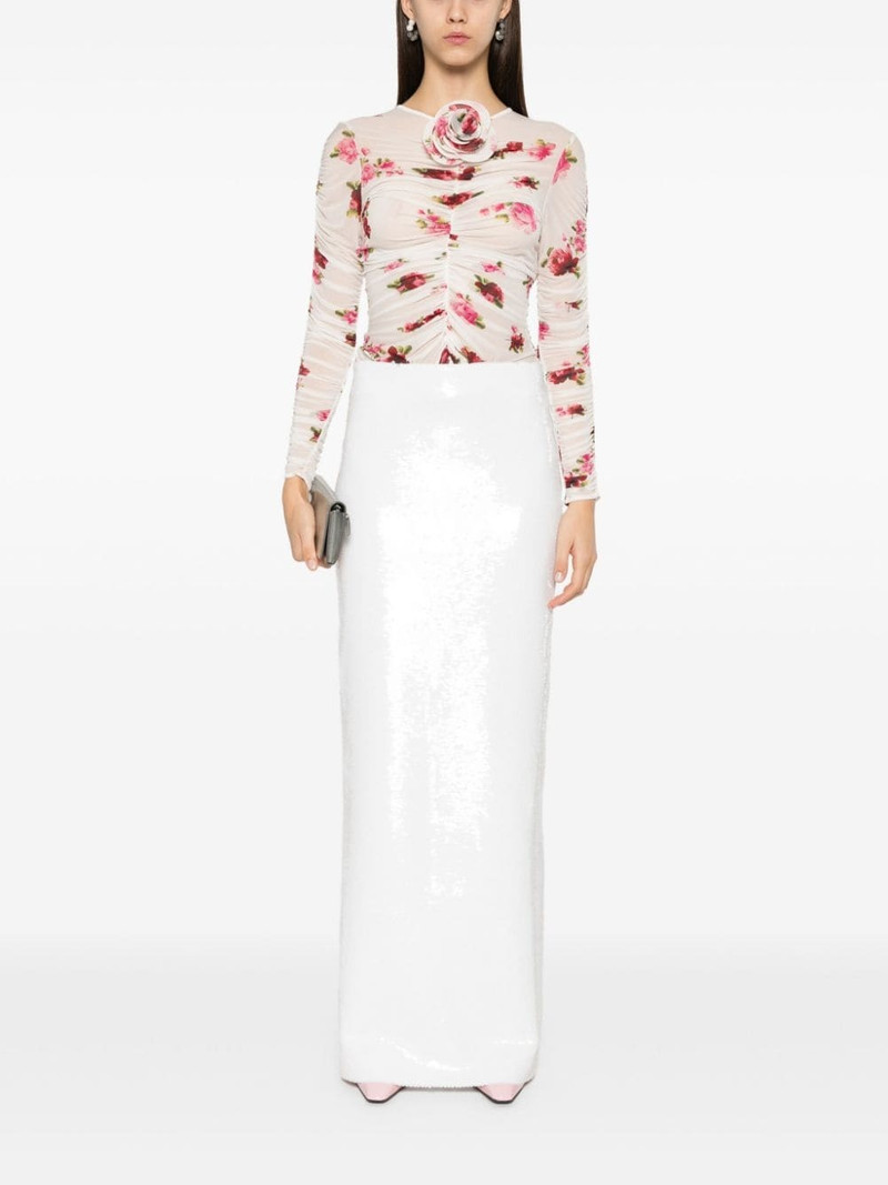MAGDA BUTRYM rose-appliqué ruched top outlook